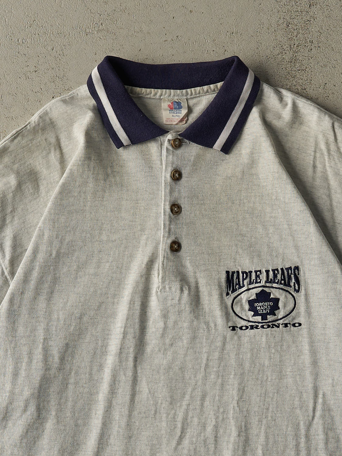 Vintage 90s Heather Grey Toronto Maple Leafs Quarter Button Tee (XXL)