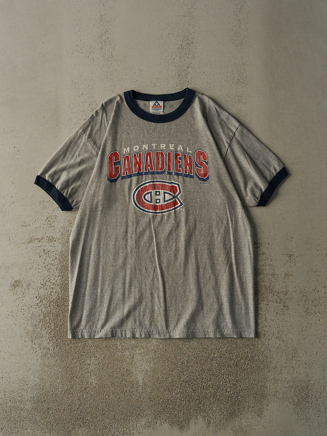 Vintage Y2K Grey Montreal Canadiens Ringer Tee (L/XL)