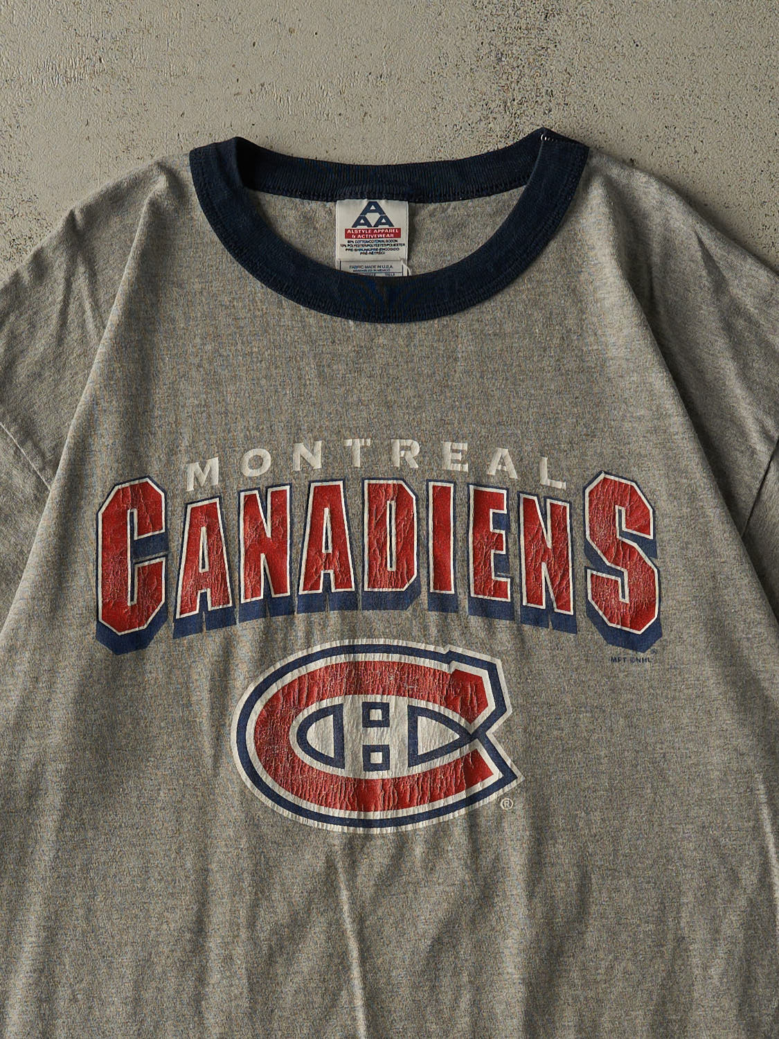 Vintage Y2K Grey Montreal Canadiens Ringer Tee (L/XL)