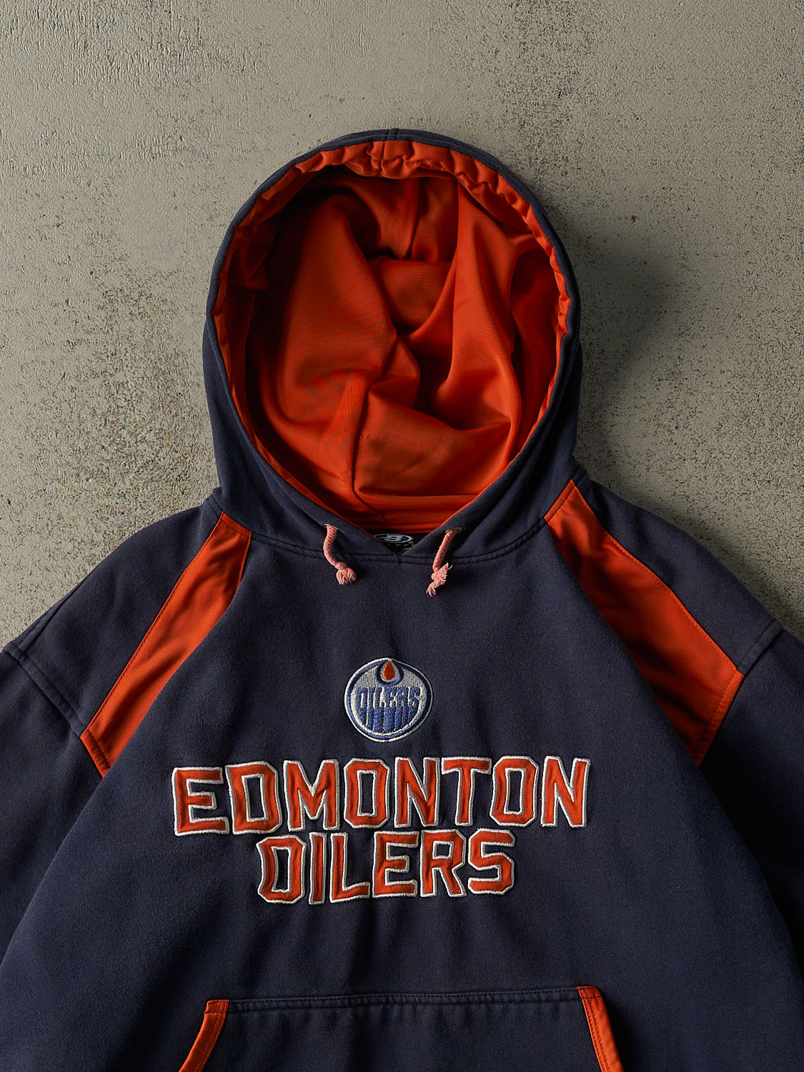Vintage Y2K Navy Blue Edmonton Oilers Embroidered Boxy Hoodie (S/M)