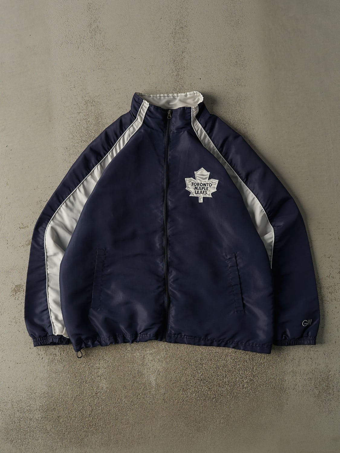 Vintage Y2K Navy Blue & White Toronto Maple Leafs Track Jacket (XL/XXL)