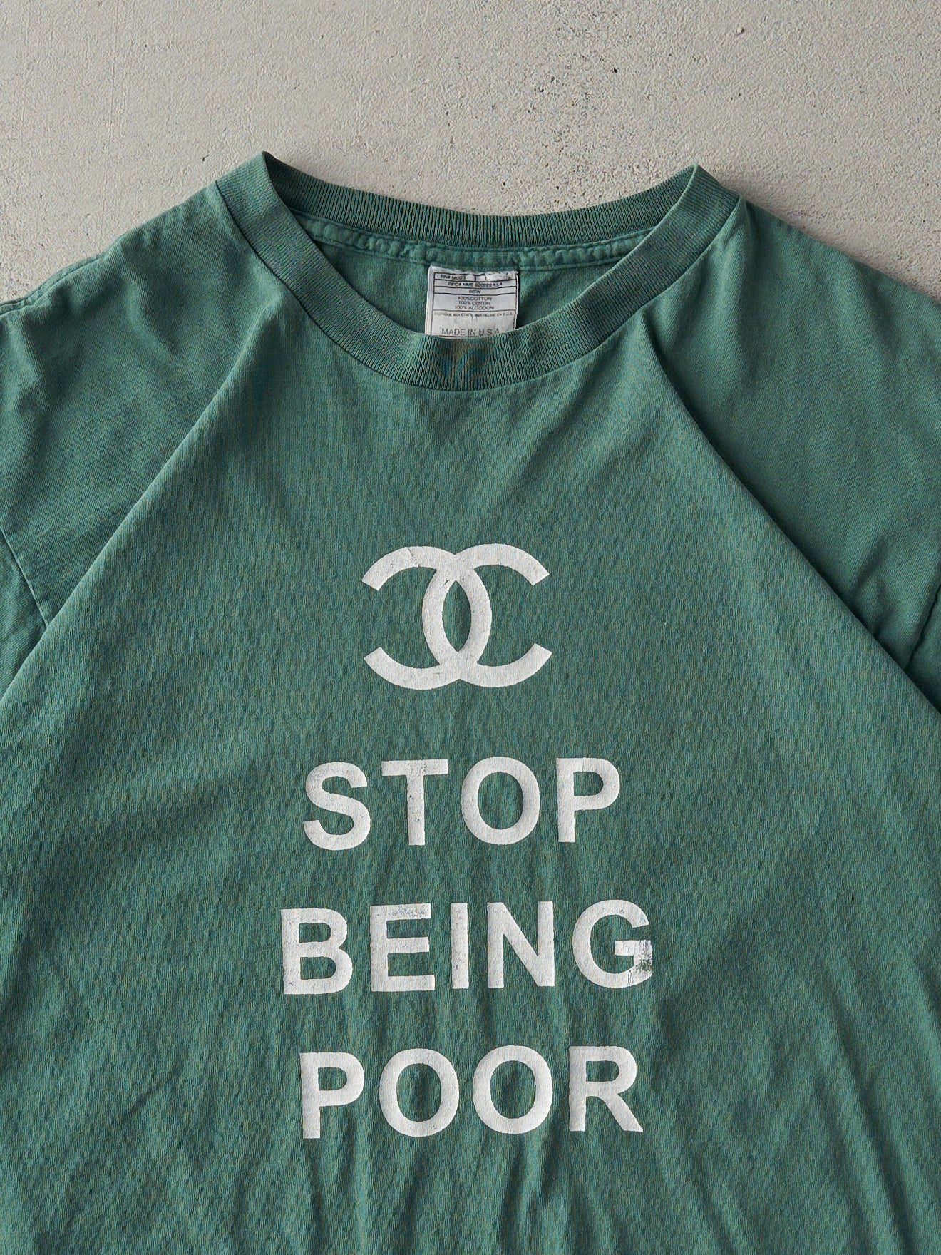 Vintage 90s Washed Green Chanel Bootleg Tee (M)