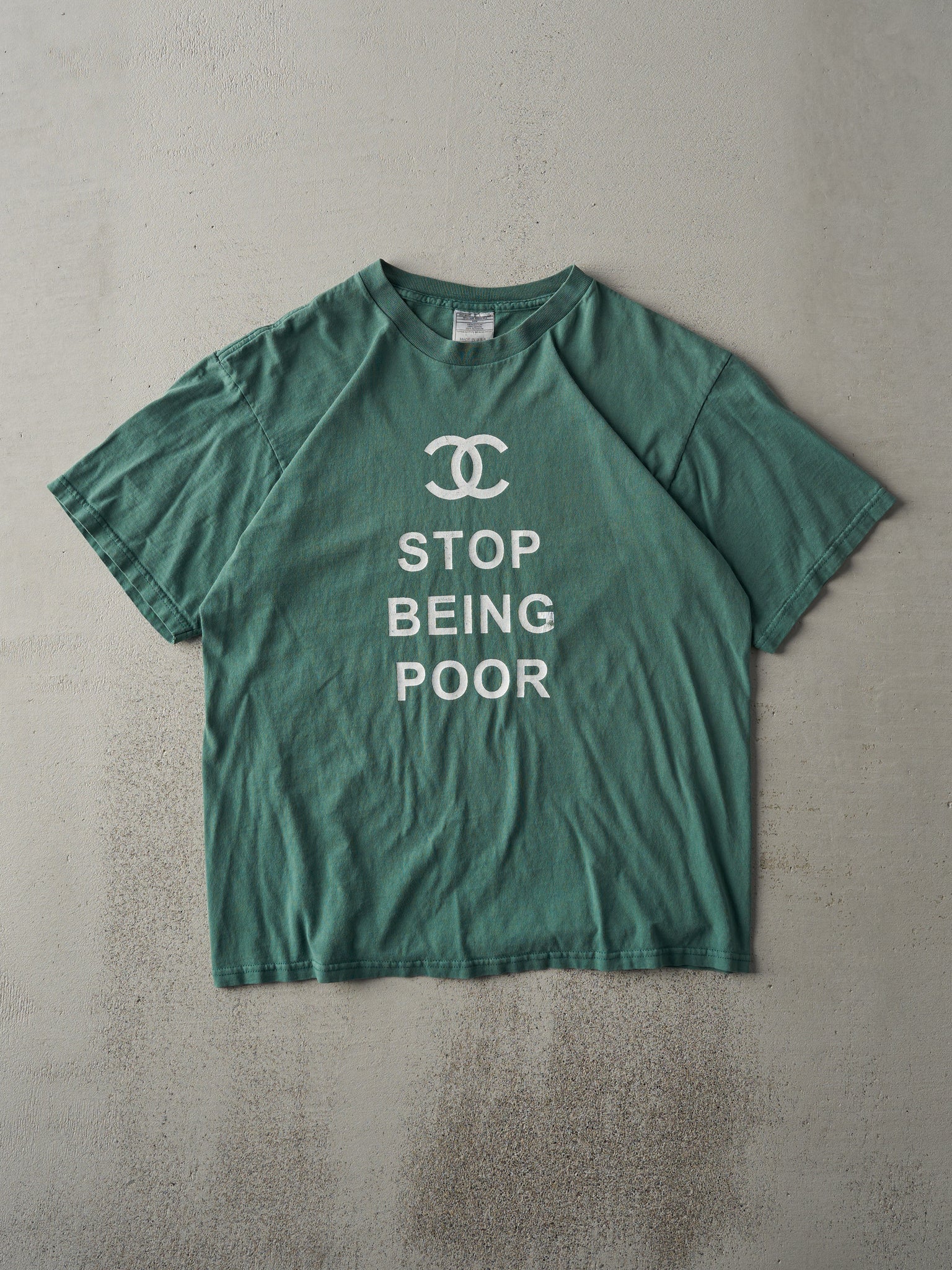 Vintage 90s Washed Green Chanel Bootleg Tee (M)