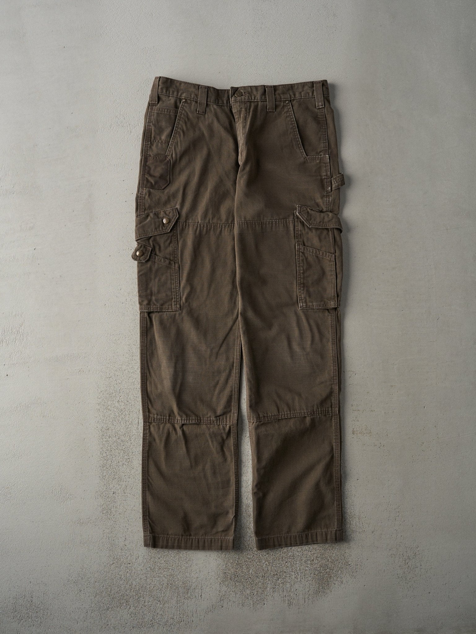 Vintage Y2K Chocolate Brown Relaxed Fit Carhartt Cargo Double Knee Carpenter Pants (34x33)