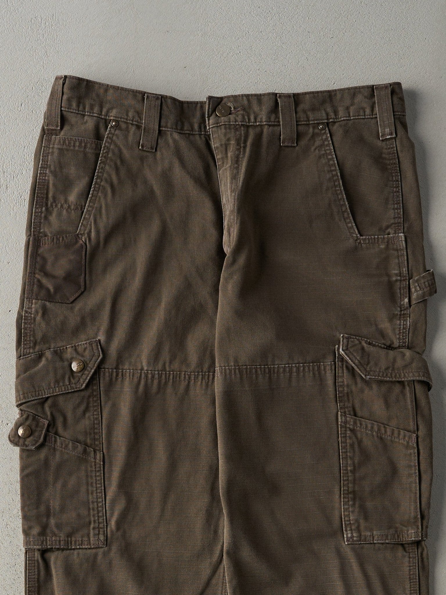 Vintage Y2K Chocolate Brown Relaxed Fit Carhartt Cargo Double Knee Carpenter Pants (34x33)