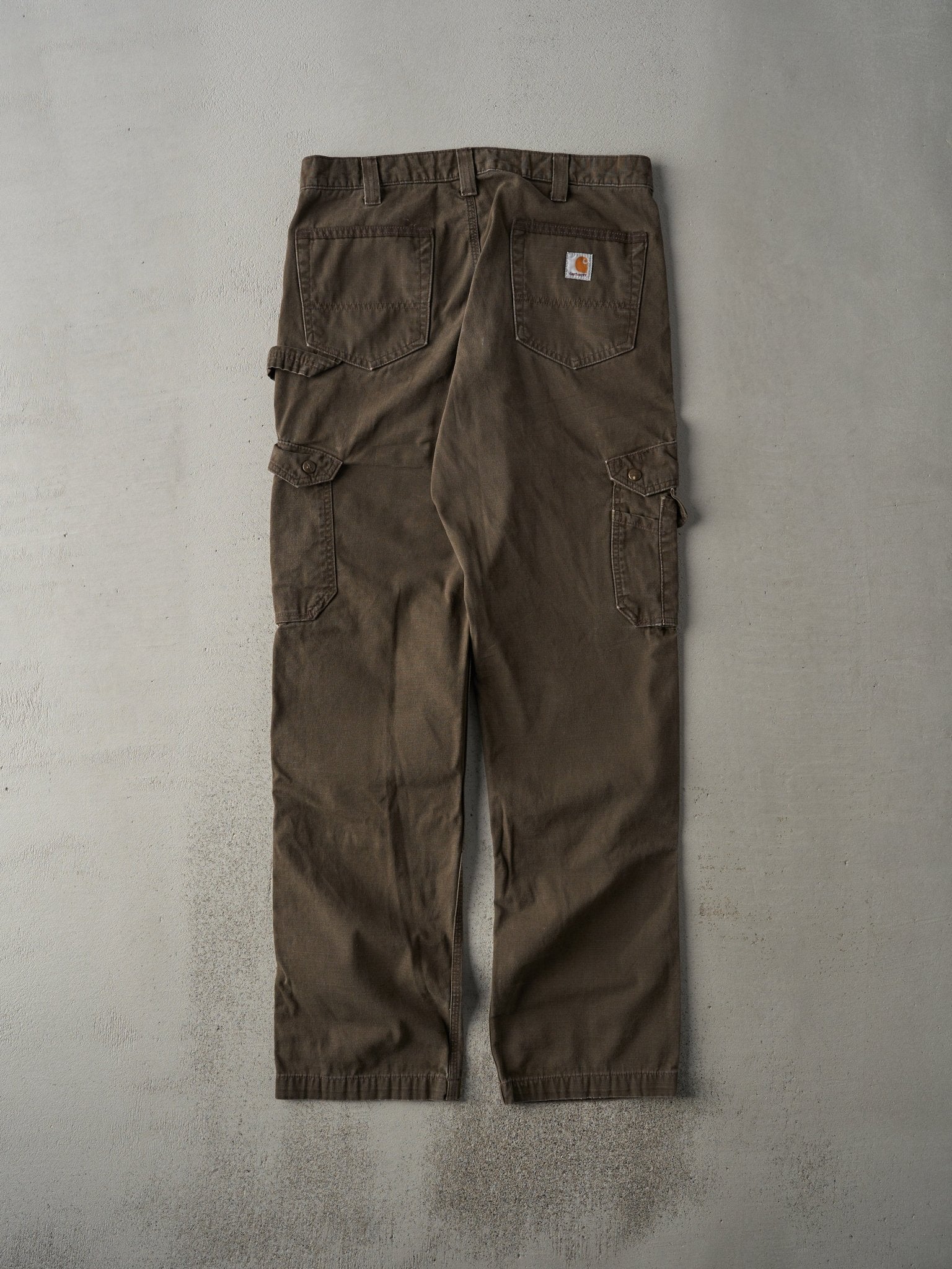 Vintage Y2K Chocolate Brown Relaxed Fit Carhartt Cargo Double Knee Carpenter Pants (34x33)