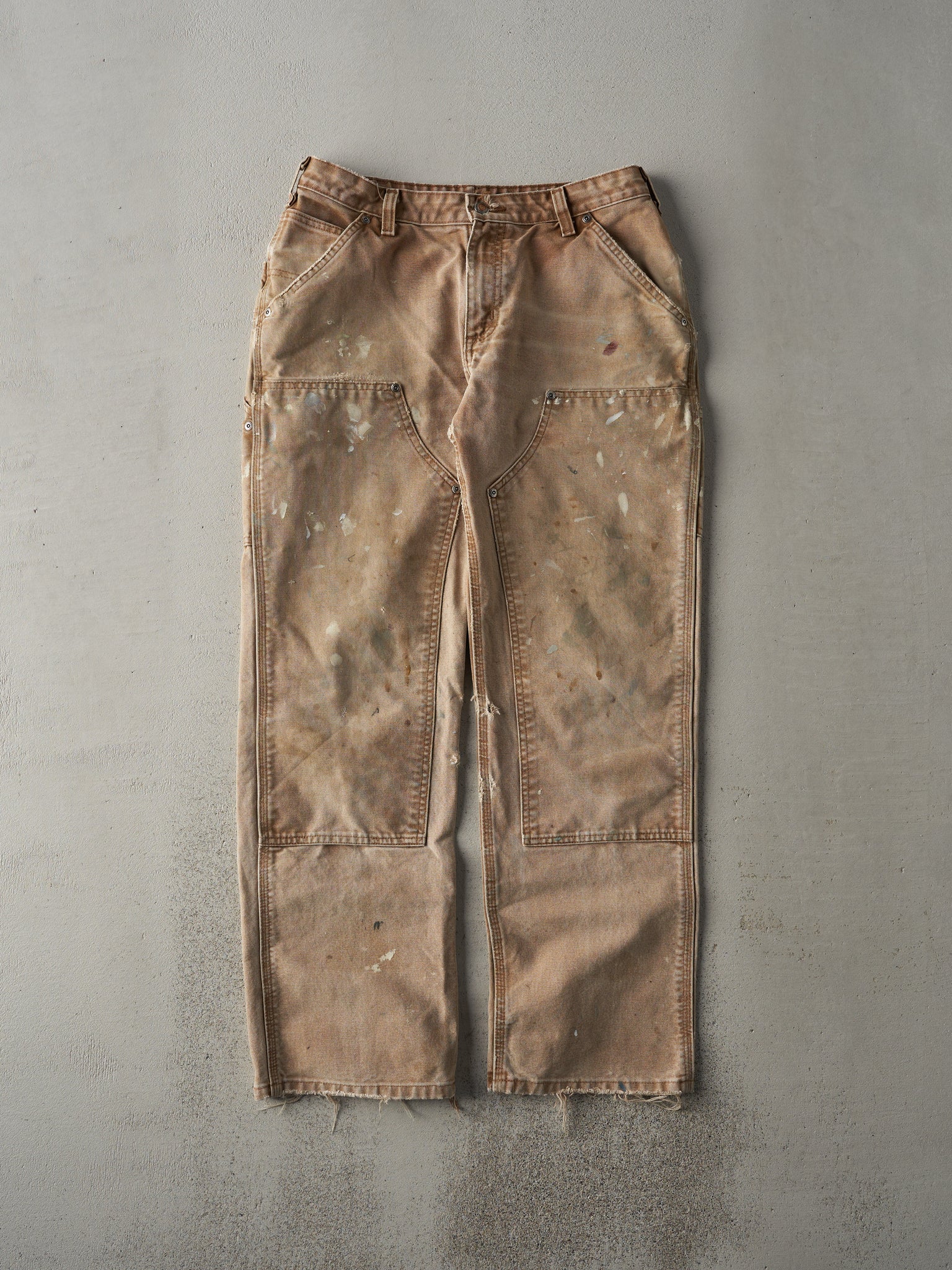 Vintage 90s Beige Carhartt Double Knee Carpenter Pants (31.5x30)