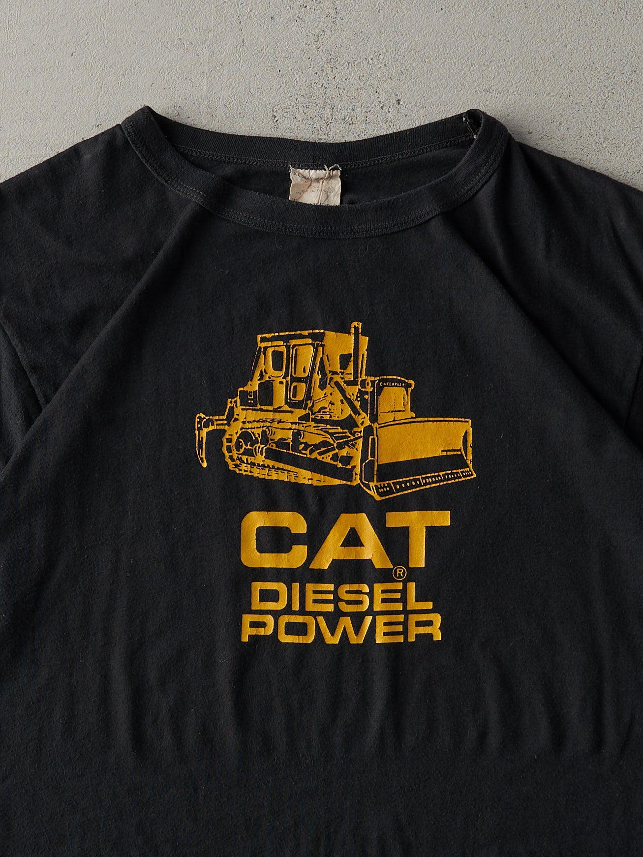 Vintage 70's Black CAT Diesel Power Ringer Tee (M)