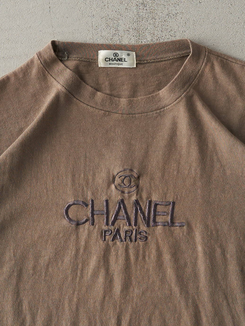 Vintage 90s Washed Brown Chanel Bootleg Boxy Tee (L)