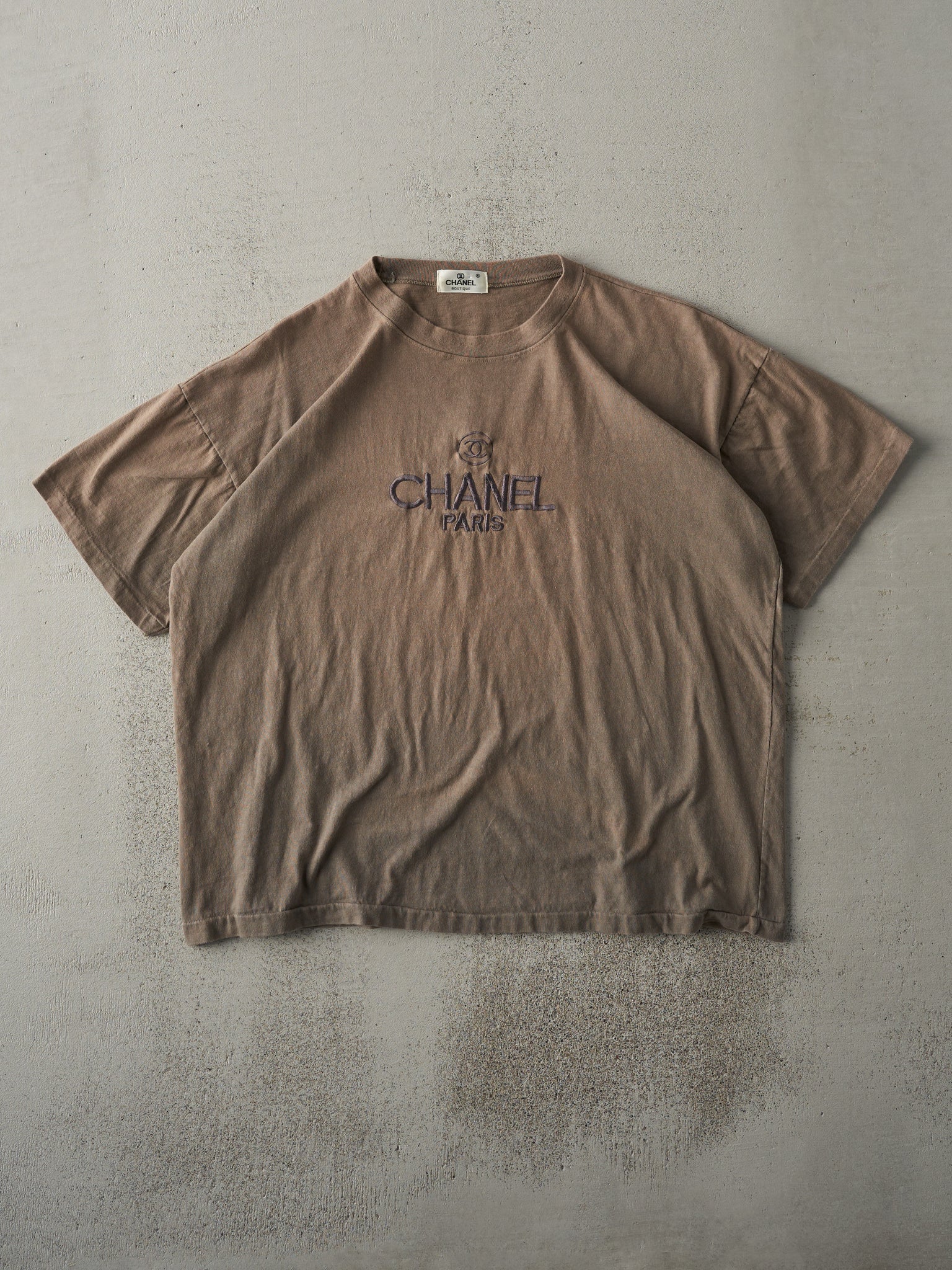 Vintage 90s Washed Brown Chanel Bootleg Boxy Tee (L)