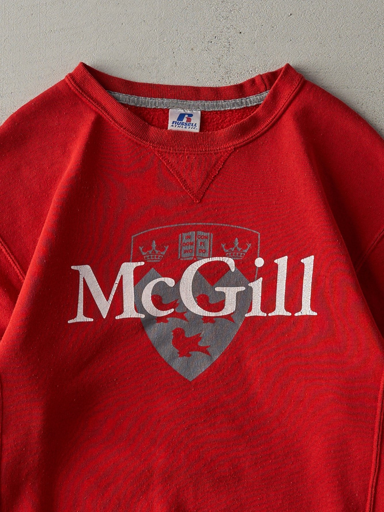 Vintage Y2K Red McGill University Russell Athletics Crewneck (M)
