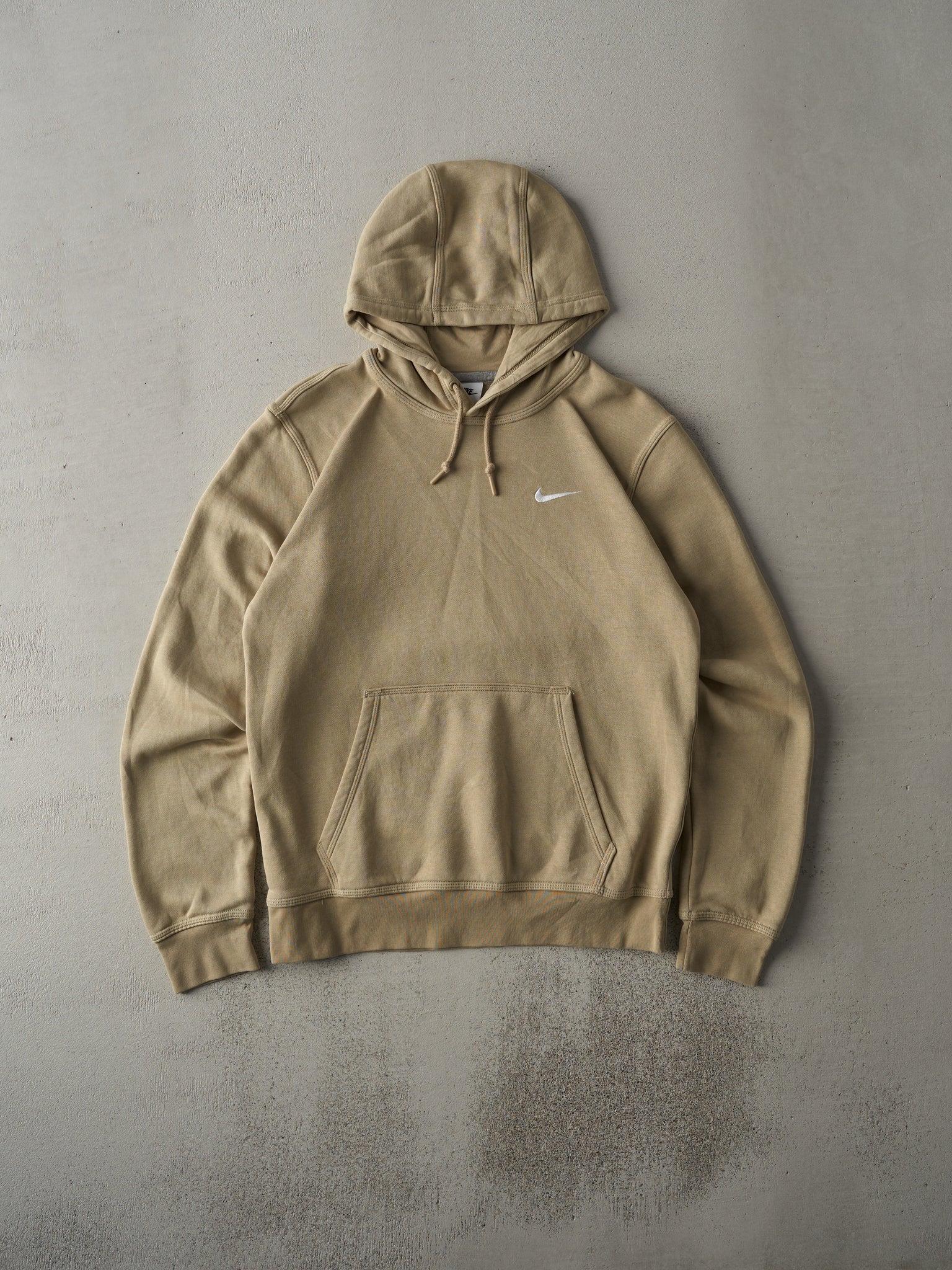 Vintage Y2K Beige Nike Embroidered Swoosh Hoodie (M)