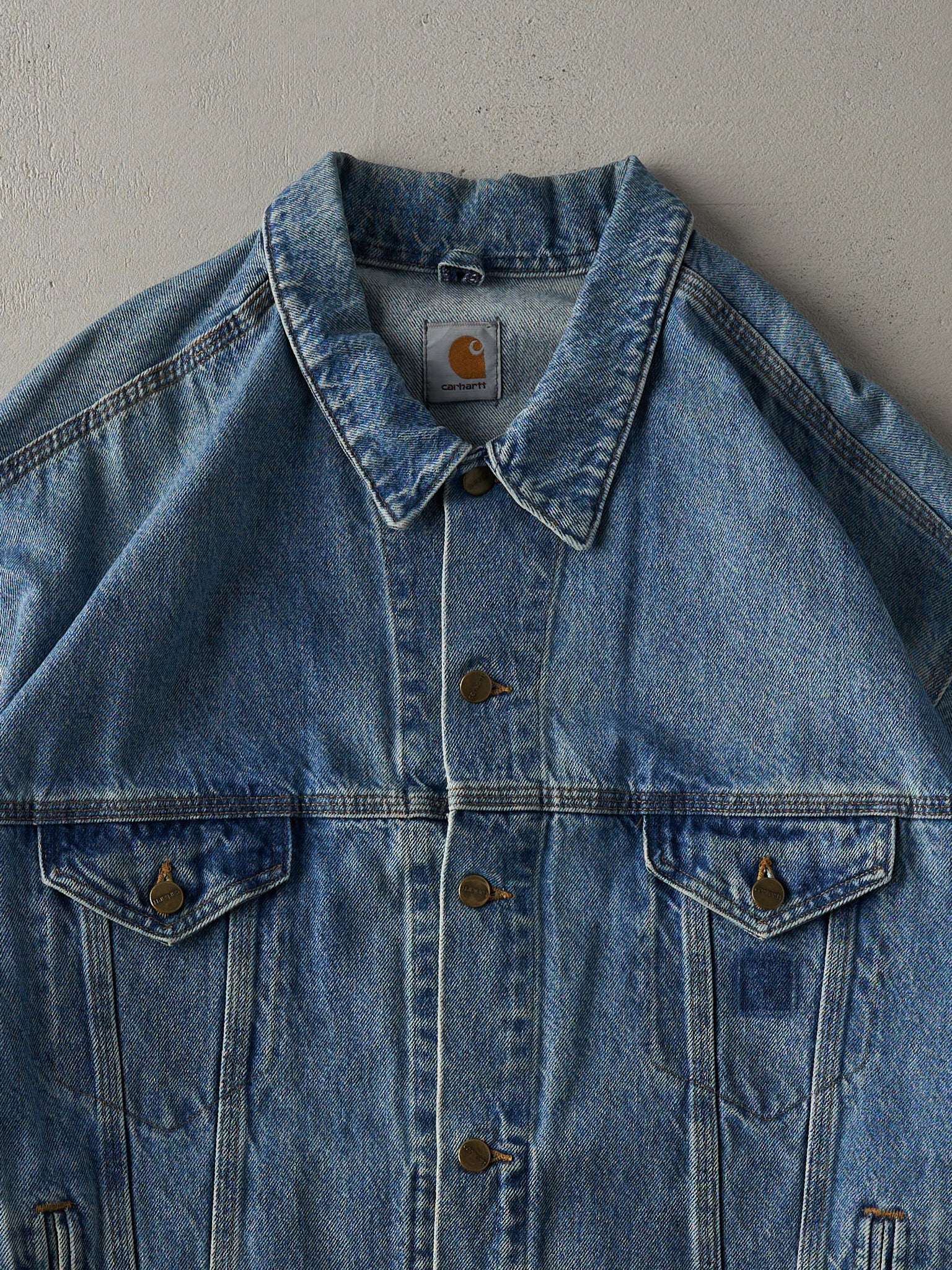 Vintage 90s Light Wash Carhartt Denim Jacket (XXL)