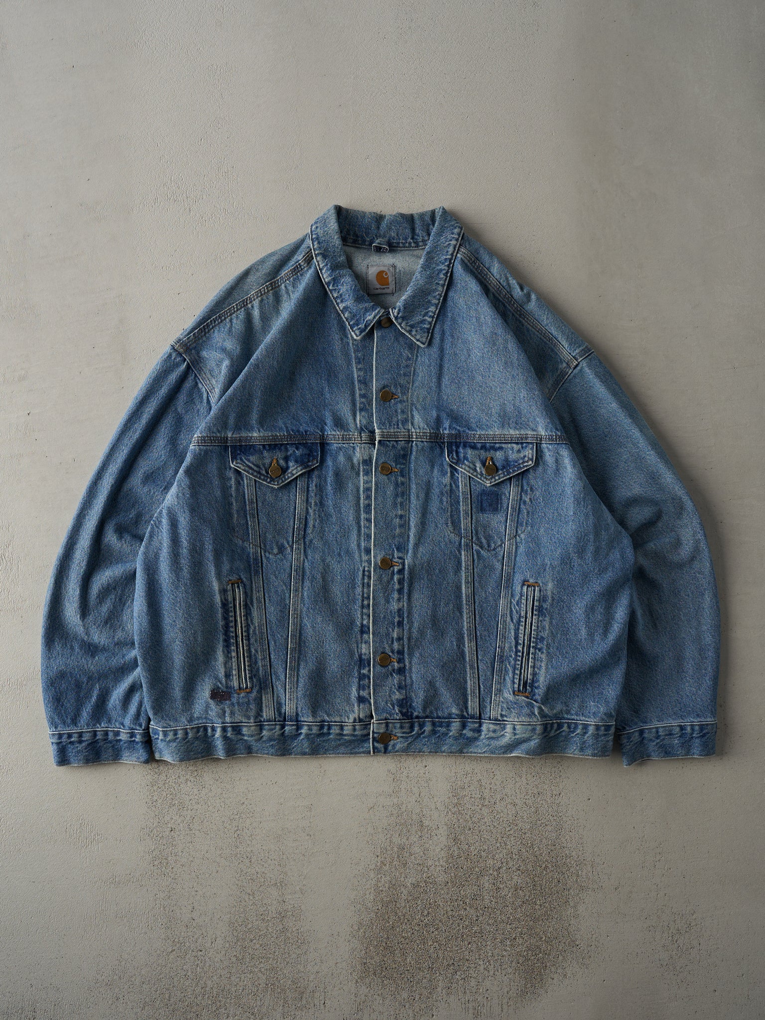 Vintage 90s Light Wash Carhartt Denim Jacket (XXL)