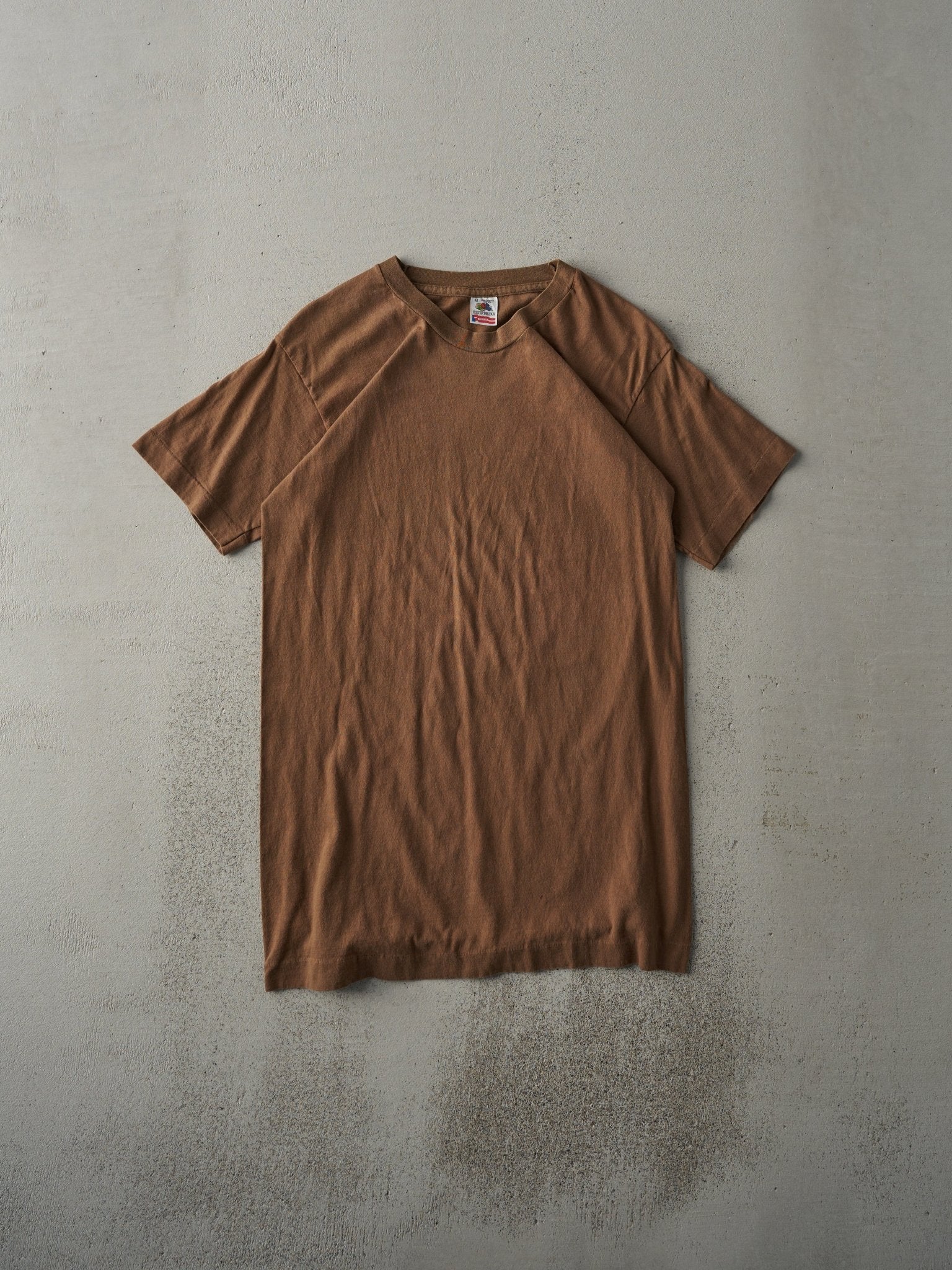 Vintage 90s Chocolate Brown Blank Single Stitch Long Tee (XS)