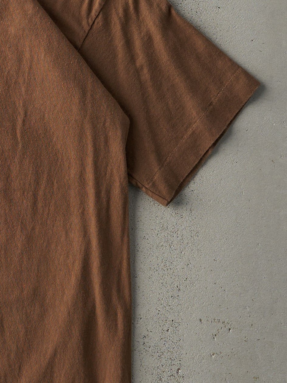 Vintage 90s Chocolate Brown Blank Single Stitch Long Tee (XS)
