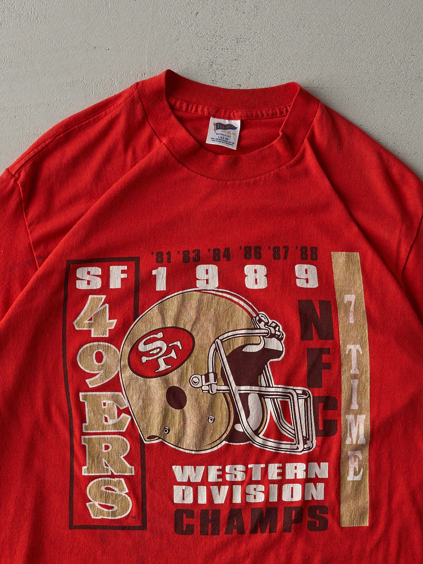 Vintage 89' Red San Francisco 49ers Western Division Champs Single Stitch Tee (S)