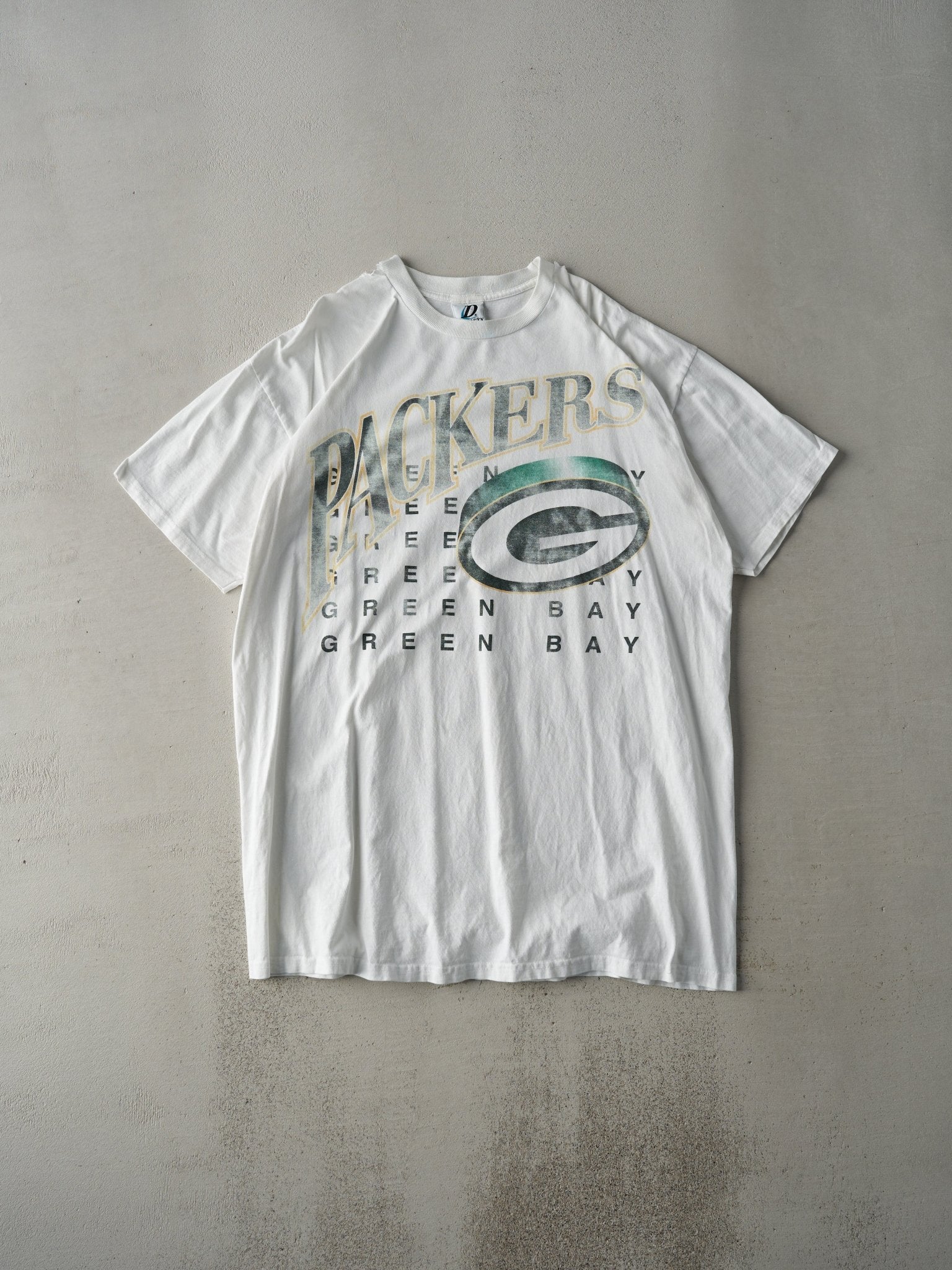 Vintage 90s White Faded Green Bay Packers Long Tee (XL)