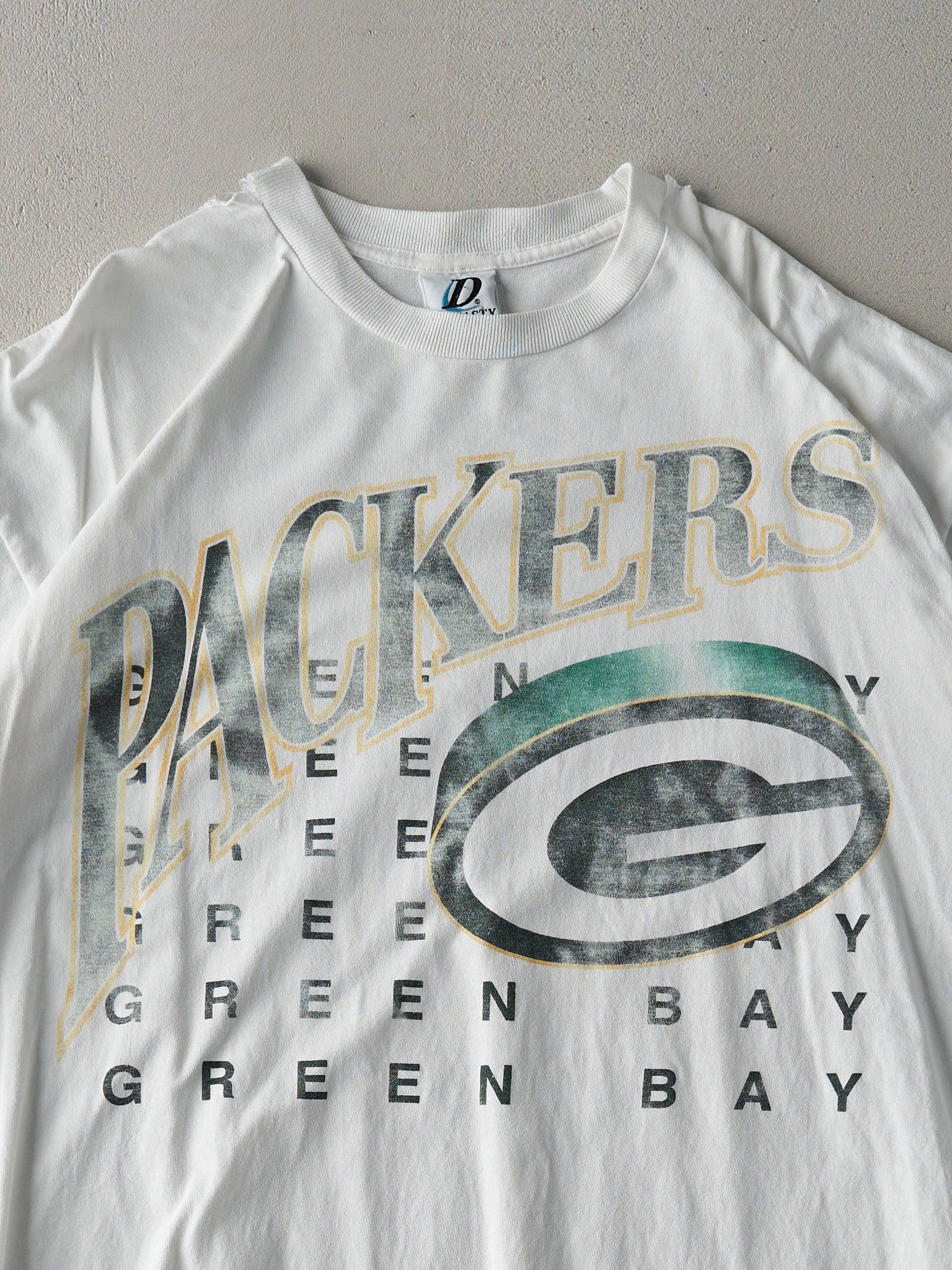 Vintage 90s White Faded Green Bay Packers Long Tee (XL)