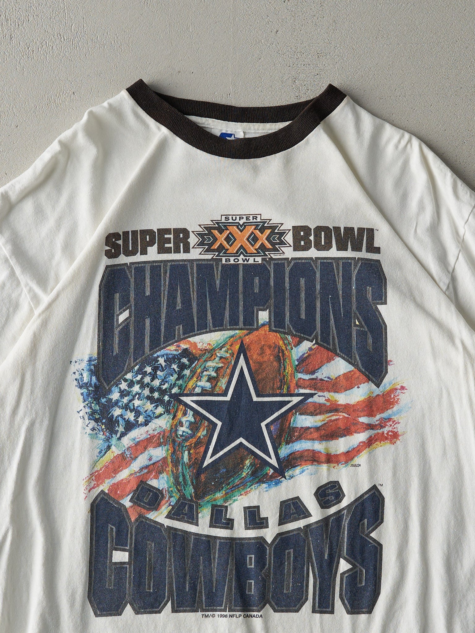 Vintage 96' White Dallas Cowboys Super Bowl Champions Ringer Tee (M/L)