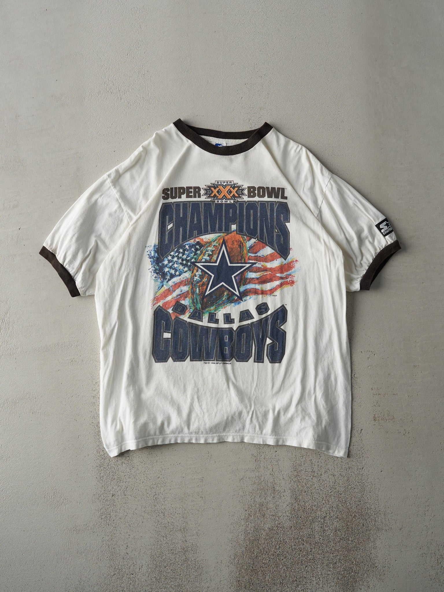 Vintage 96' White Dallas Cowboys Super Bowl Champions Ringer Tee (M/L)