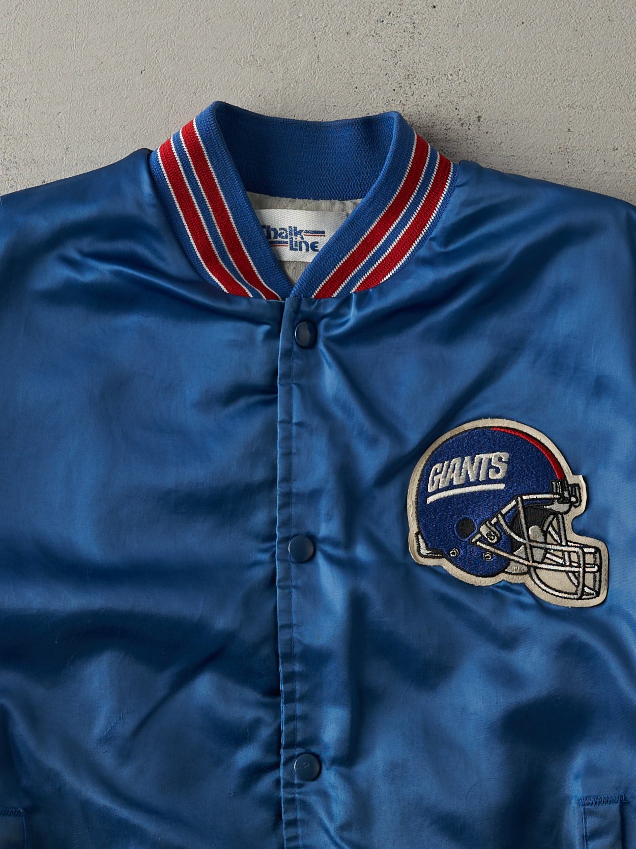 Vintage 80s Blue New York Giants Satin Bomber Jacket (L)