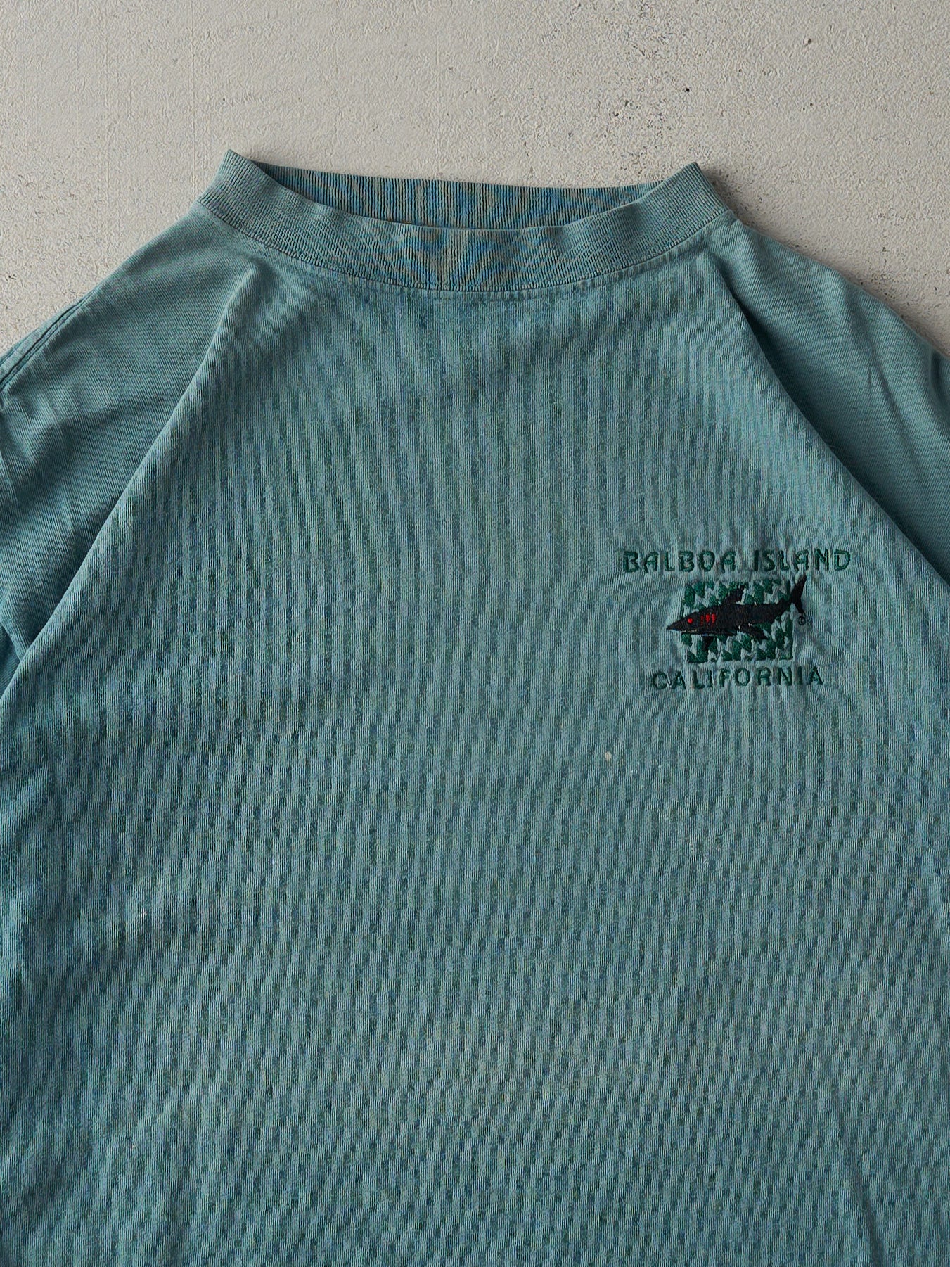 Vintage 90s Washed Green Balboa Island California Tee (M)