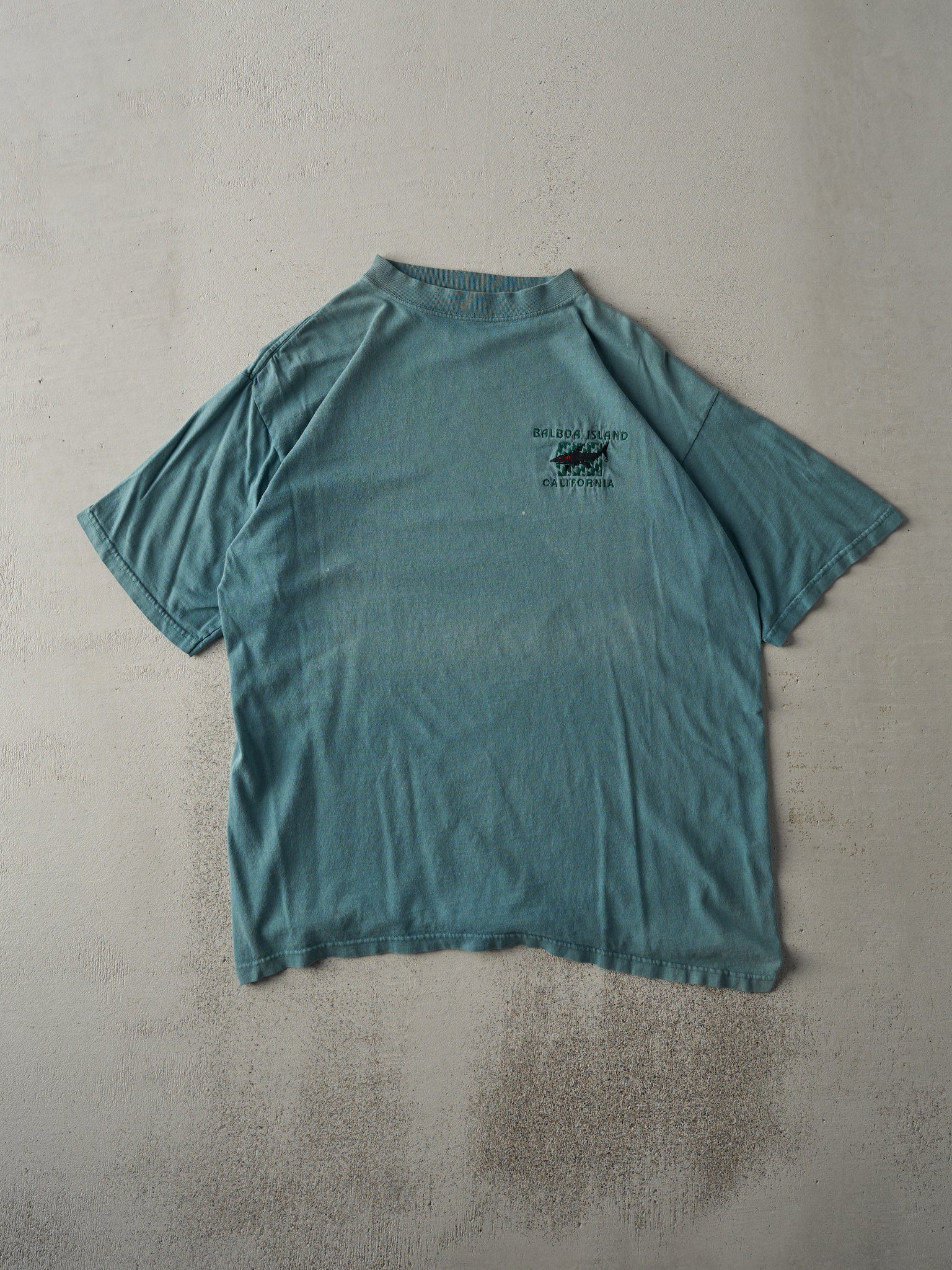 Vintage 90s Washed Green Balboa Island California Tee (M)