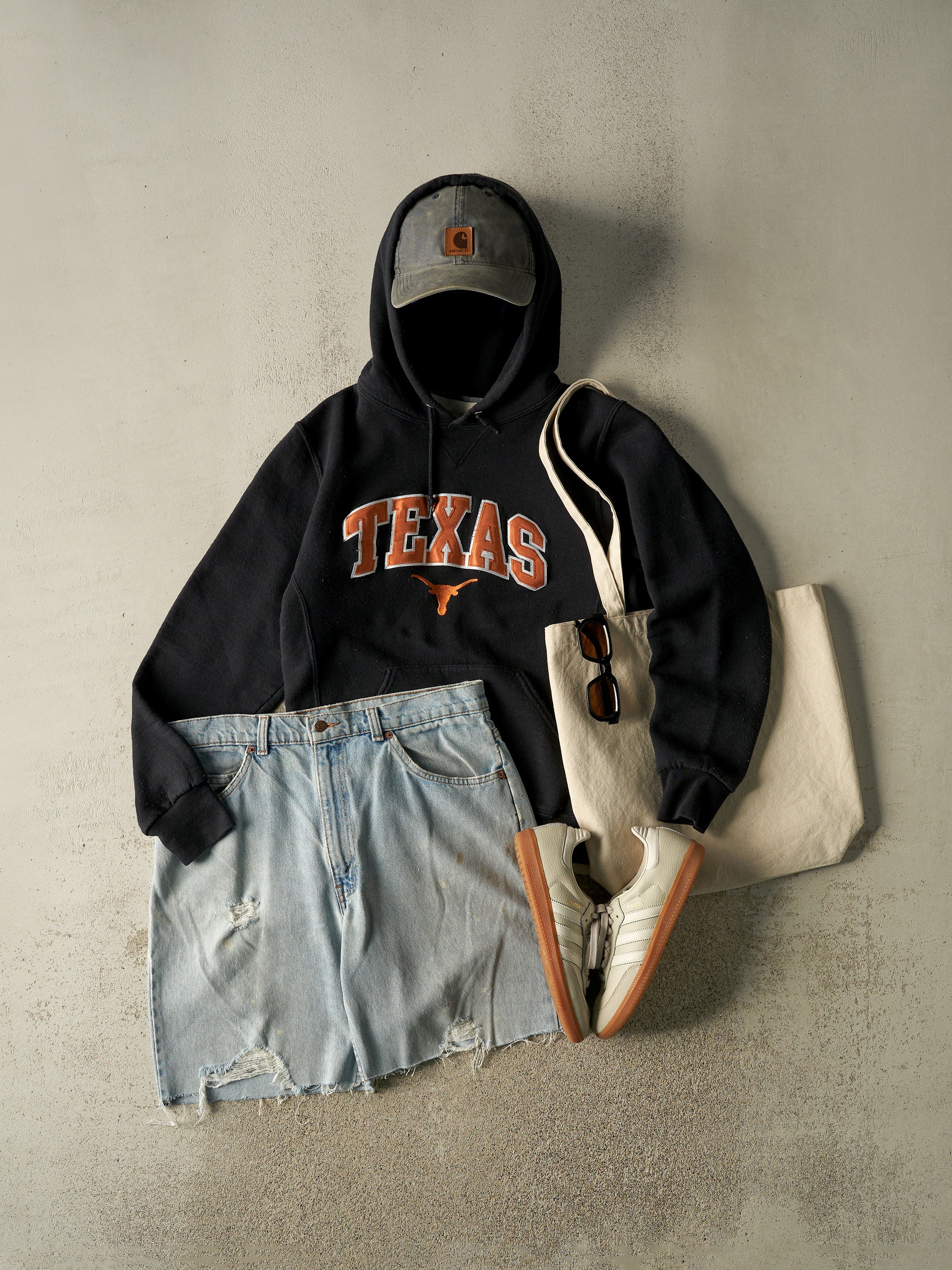 Vintage Y2K Black Russell Athletic University of Texas Hoodie (XS/S)