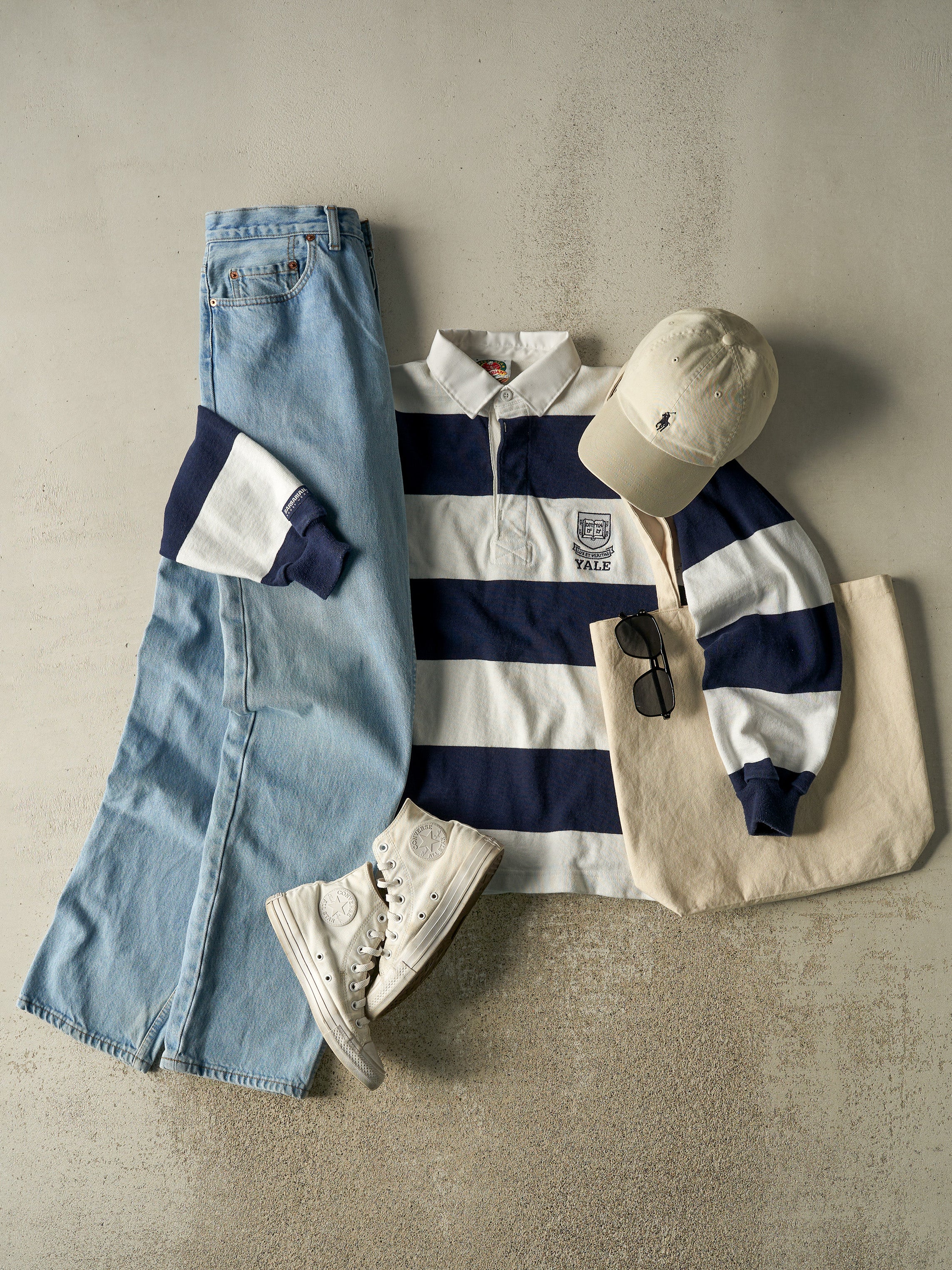 Vintage 90s White Yale University Quarter Button Long Sleeve (S/M)