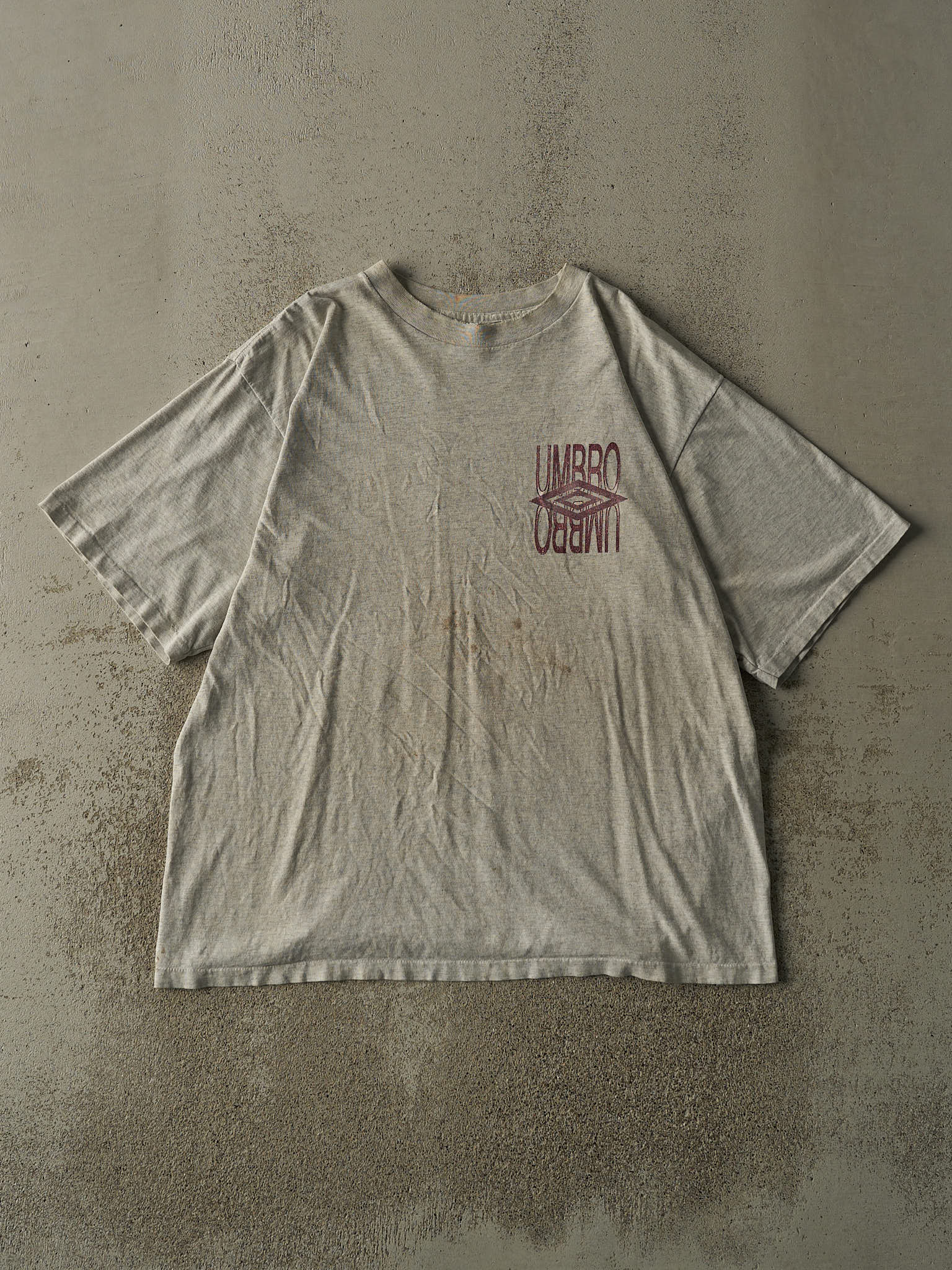Vintage 90s Heather Grey Umbro Logo Single Stitch Tee (L/XL)