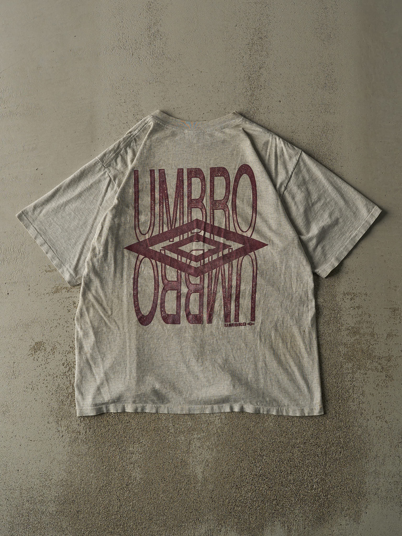 Vintage 90s Heather Grey Umbro Logo Single Stitch Tee (L/XL)