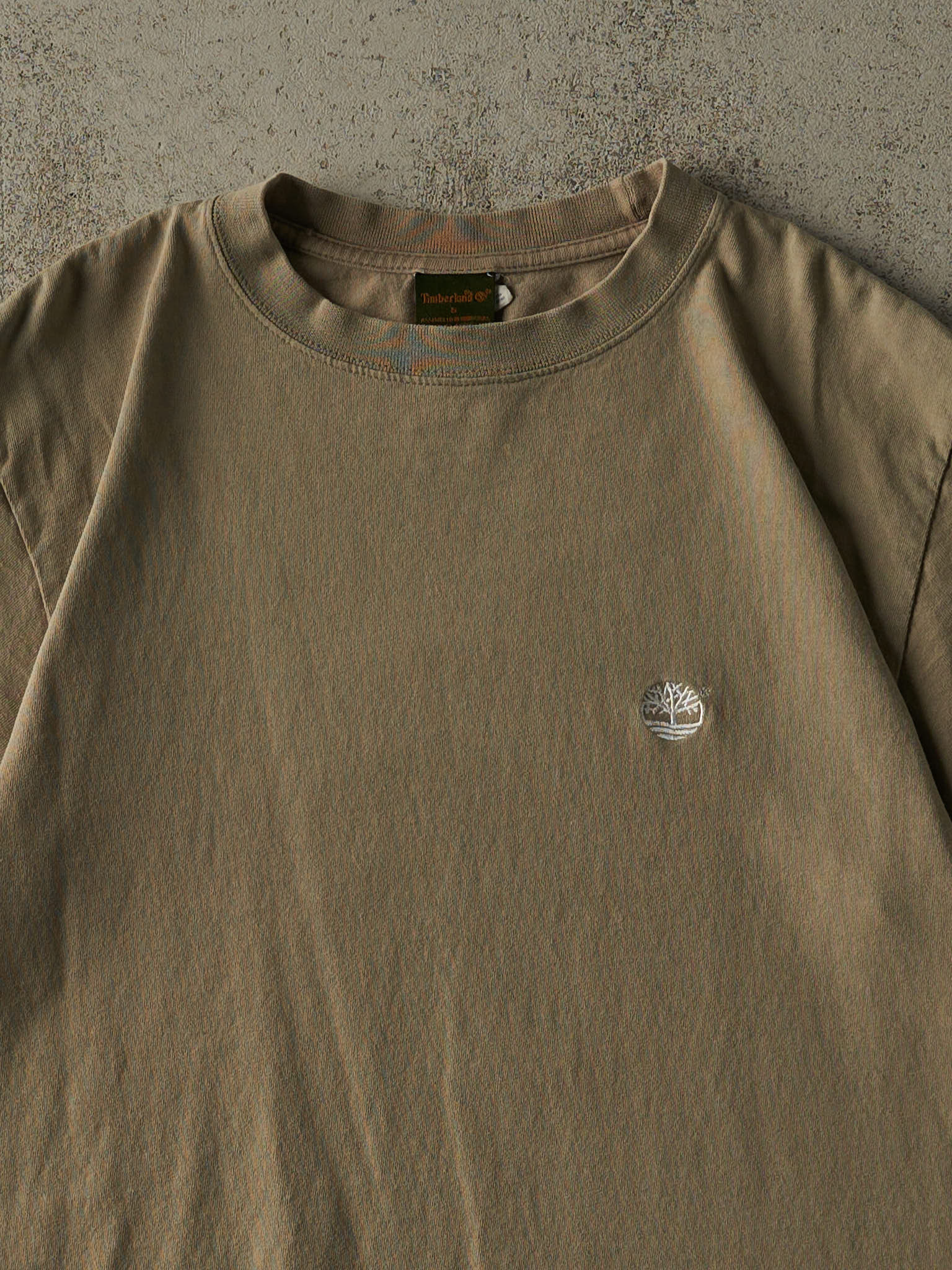Vintage Y2K Green Timberland Embroidered Logo Tee (M)