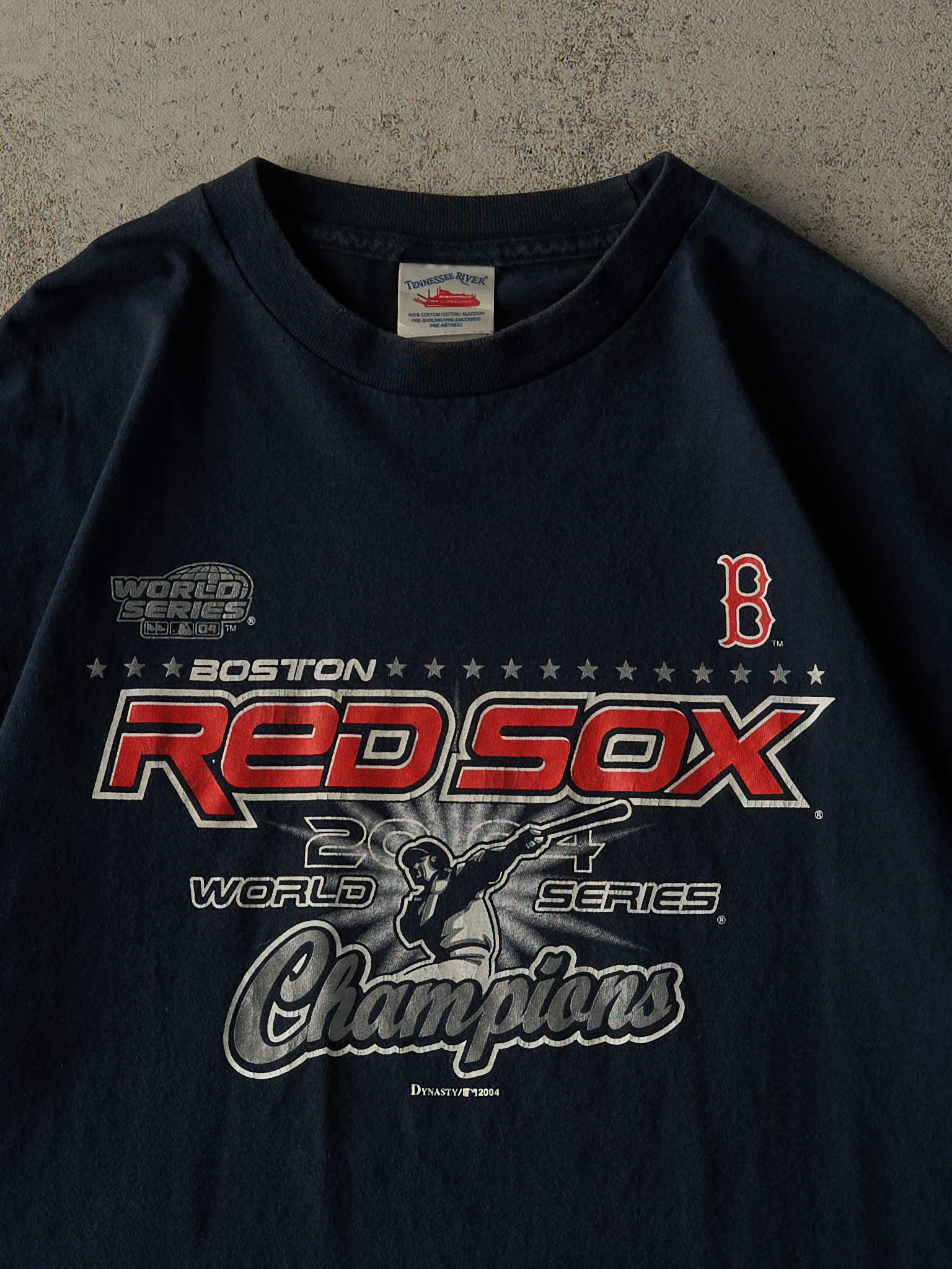 Vintage 04' Navy Blue Boston Red Sox World Series Champions Tee (XL)