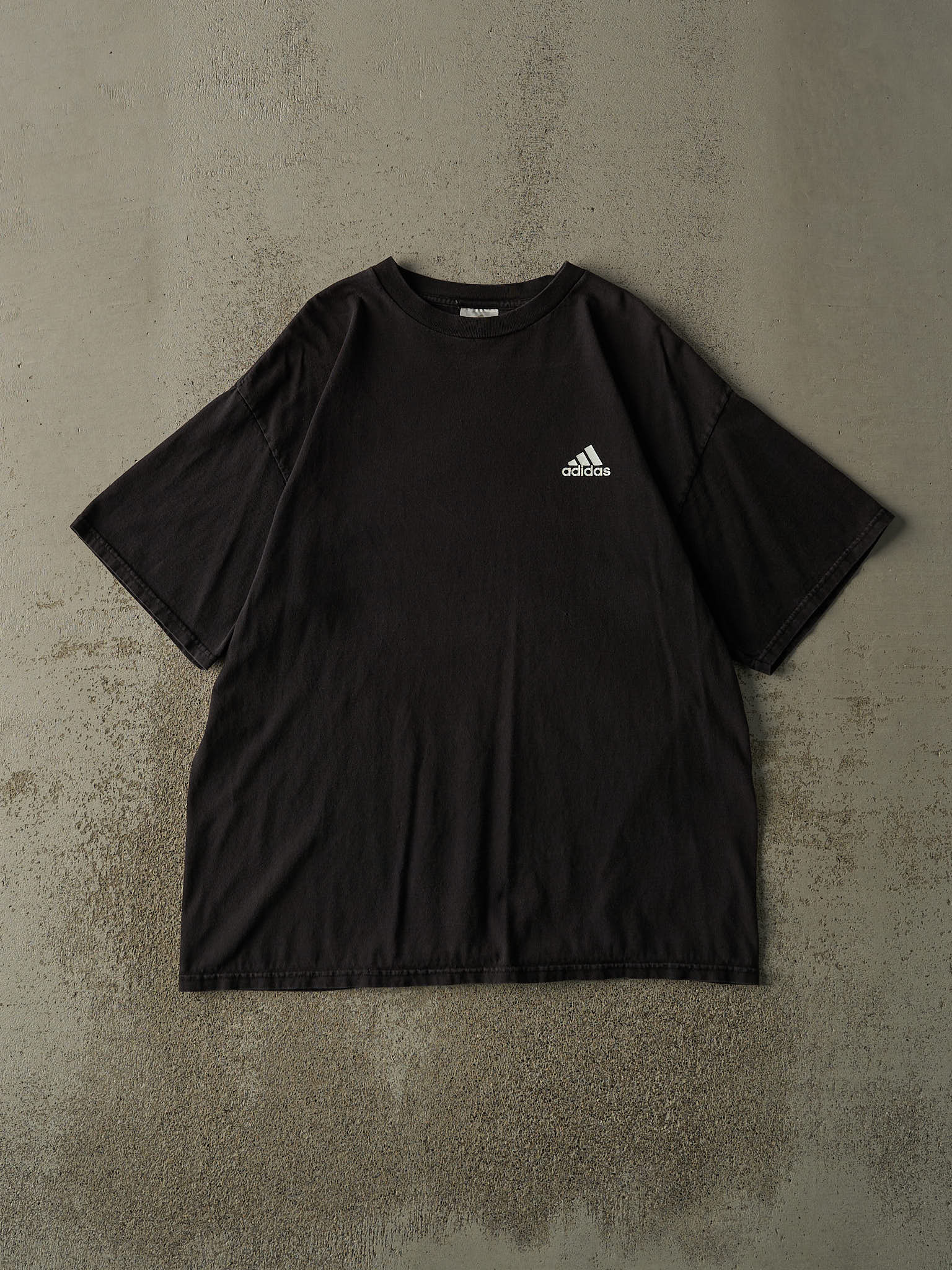 Vintage Y2K Faded Black Adidas Logo Tee (L/XL)