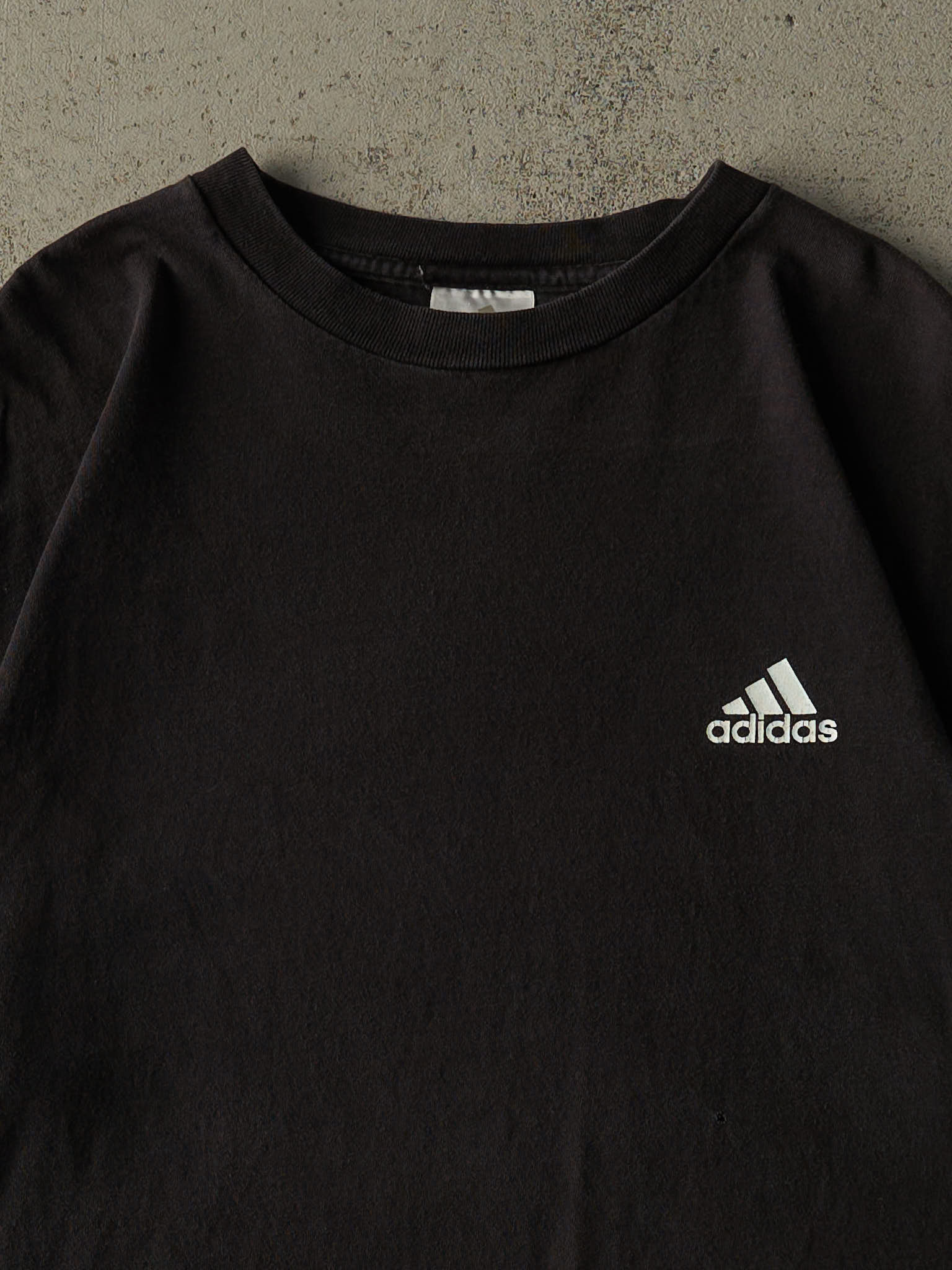 Vintage Y2K Faded Black Adidas Logo Tee (L/XL)