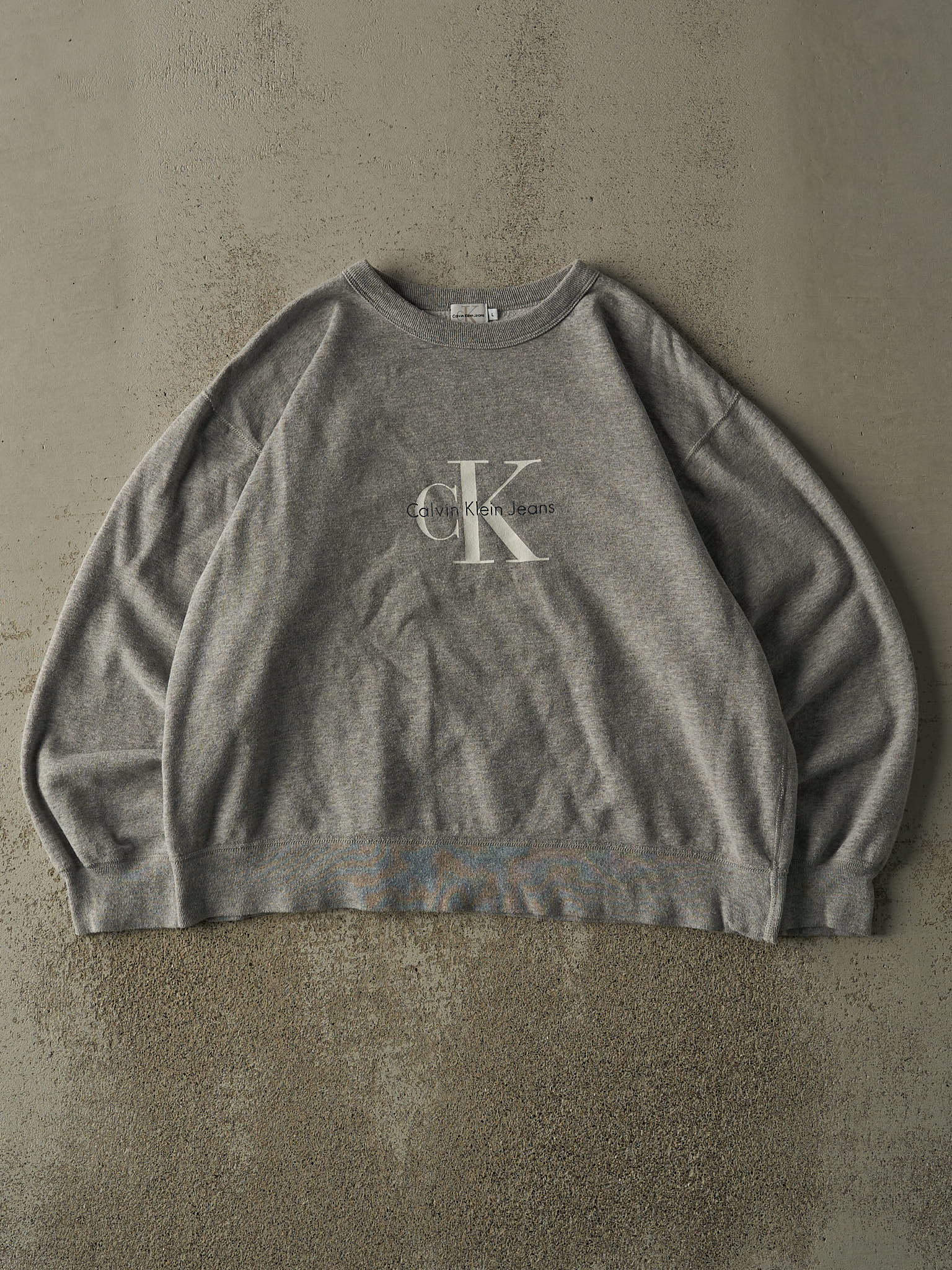 Vintage Y2K Grey Calvin Klein Jeans Boxy Crewneck (M/L)