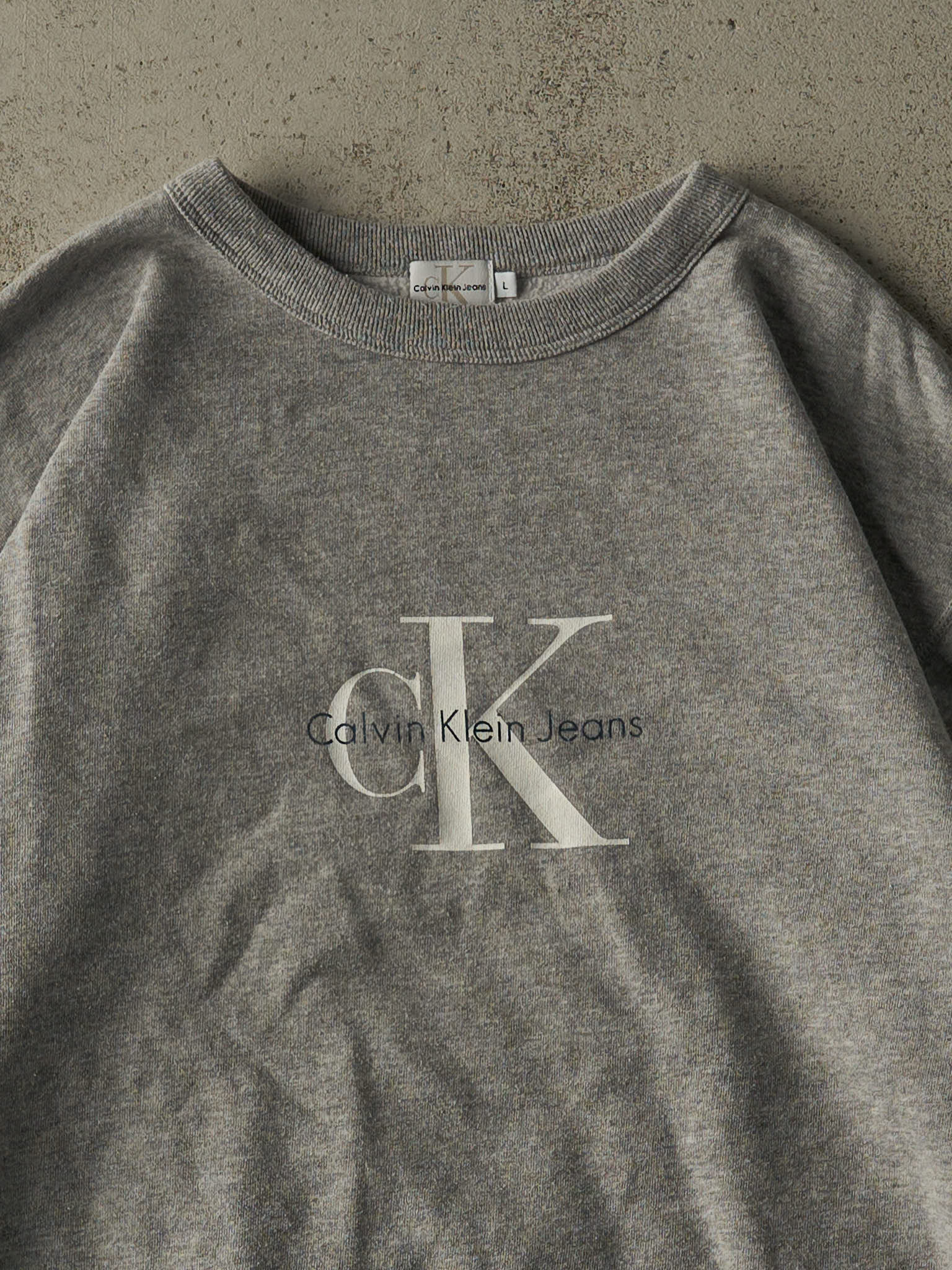 Vintage Y2K Grey Calvin Klein Jeans Boxy Crewneck (M/L)