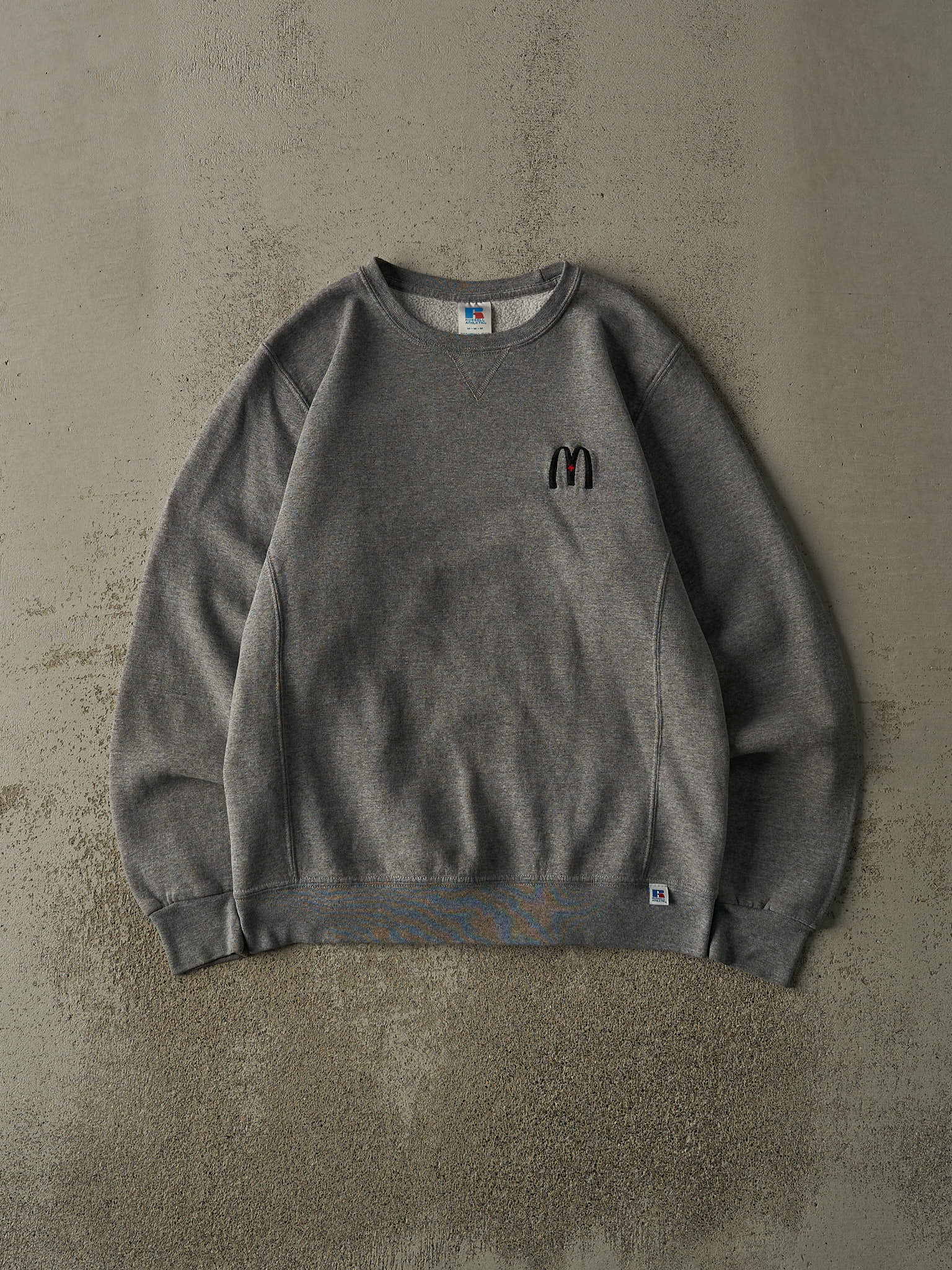 Vintage Y2K Grey McDonalds Embroidered Russell Athletic Crewneck (S/M)