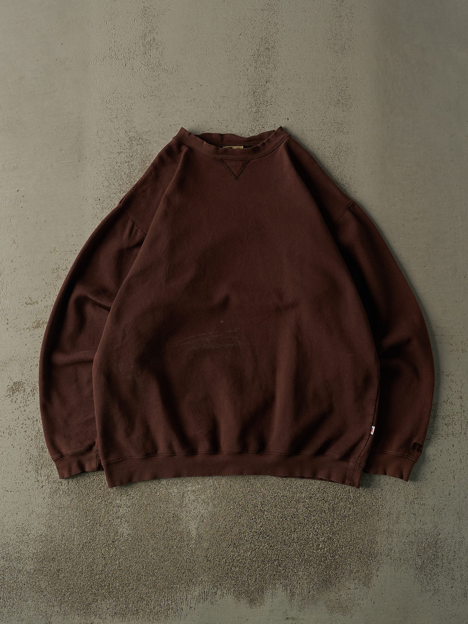 Vintage Y2K Sun Faded Brown Russell Athletic Blank Crewneck (XXL)