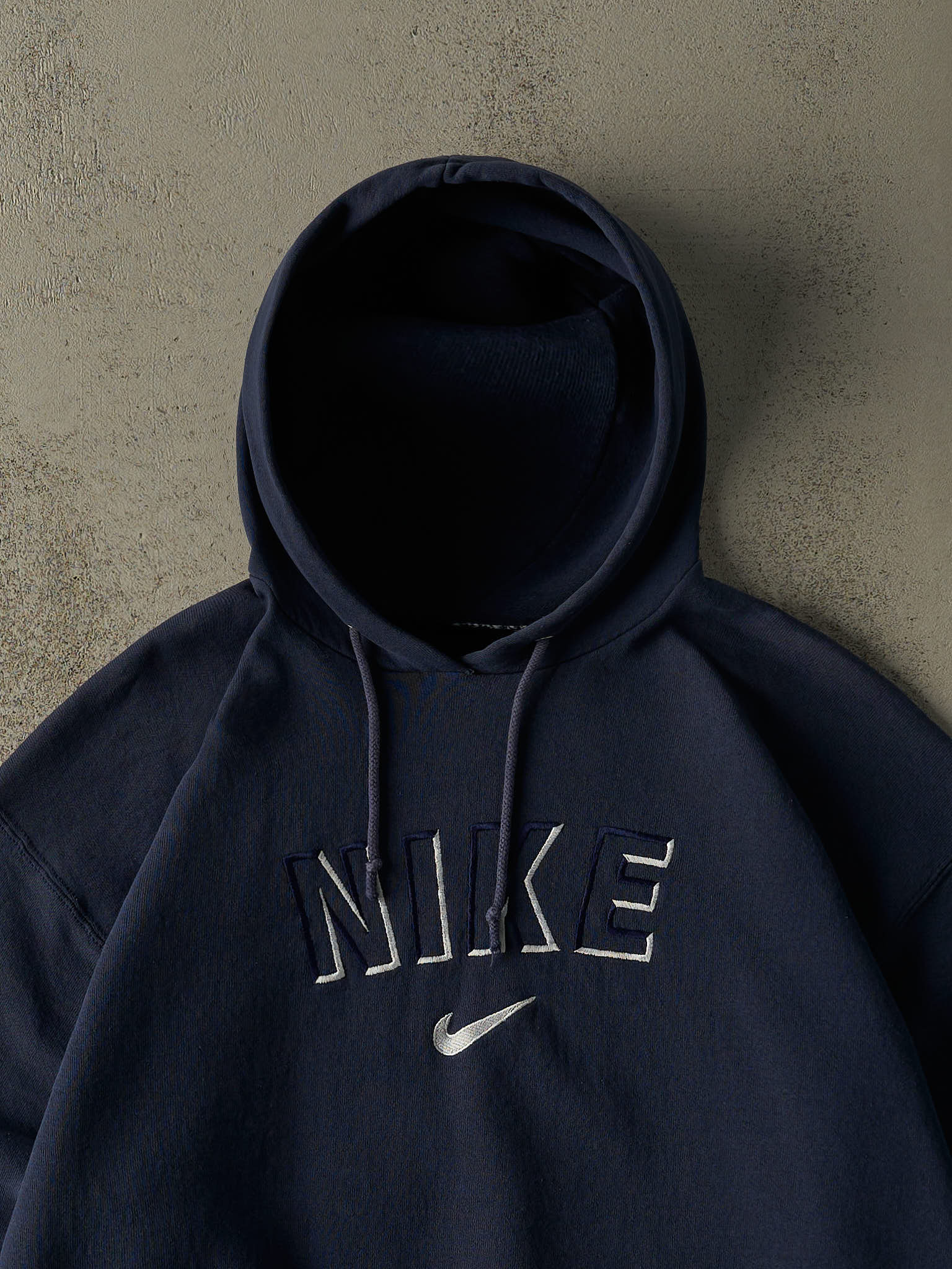 Vintage 90s Navy Blue Nike Bootleg Embroidered Hoodie (L/XL)