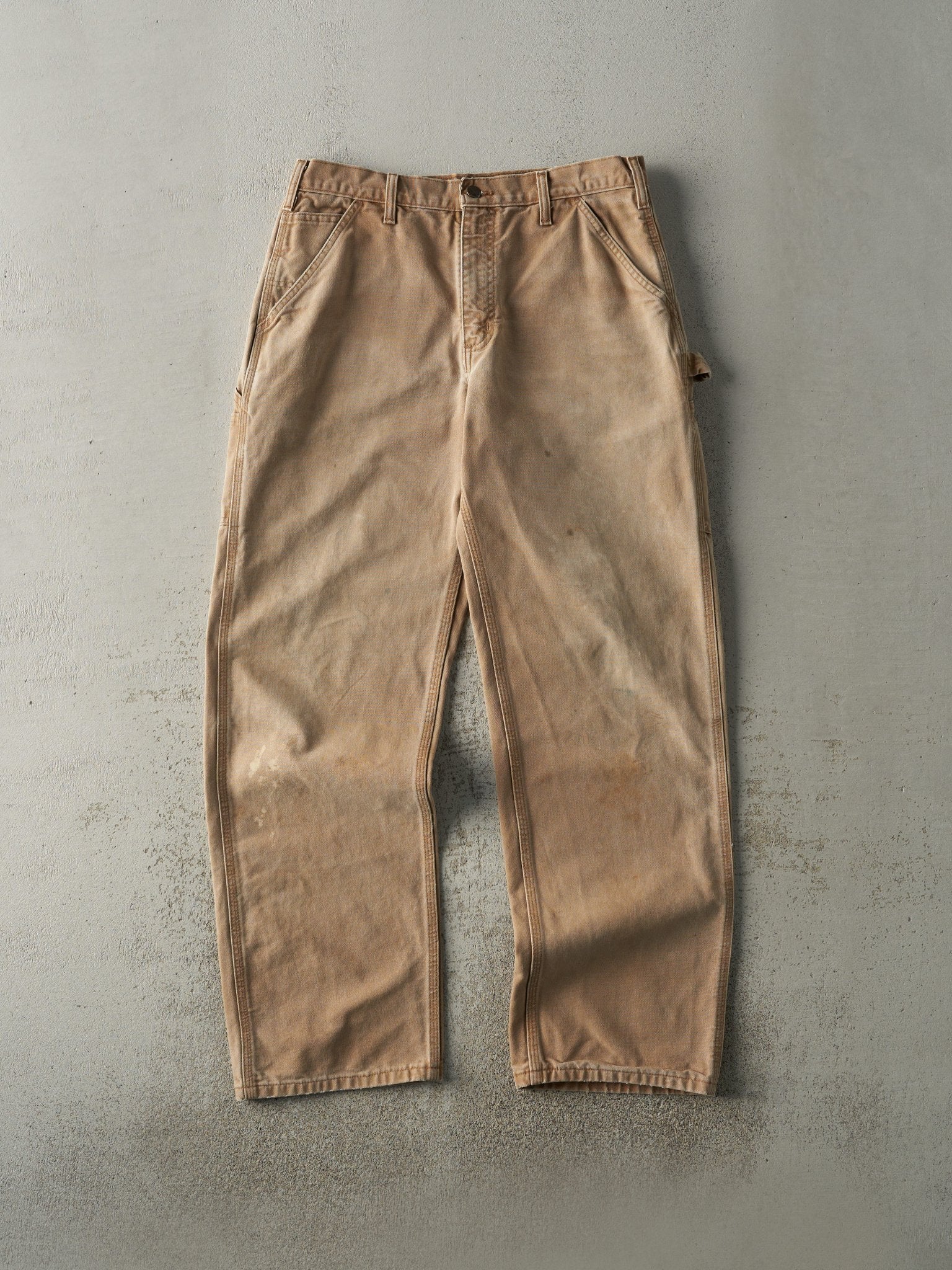 Vintage Y2K Beige Dungaree Fit Carhartt Carpenter Pants (33x32)