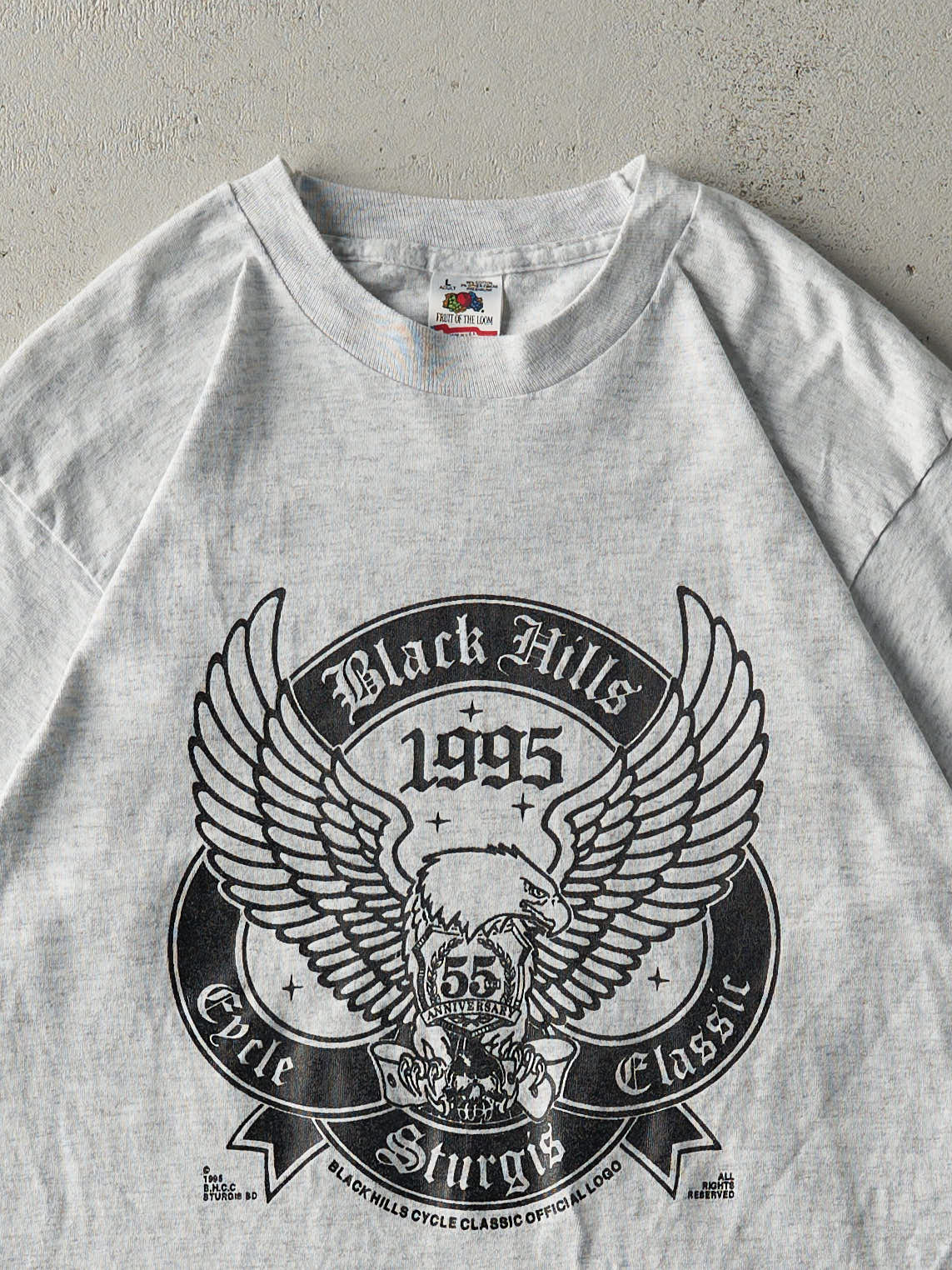 Vintage 95' Heather Grey Sturgis Black Hills Rally Single Stitch Tee (S/M)