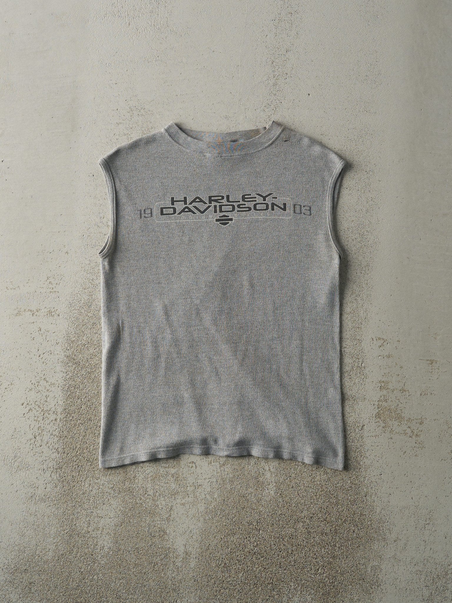 Vintage 99' Grey Myrtle Beach South Carolina Harley Davidson Waffle Knit Tank (S)