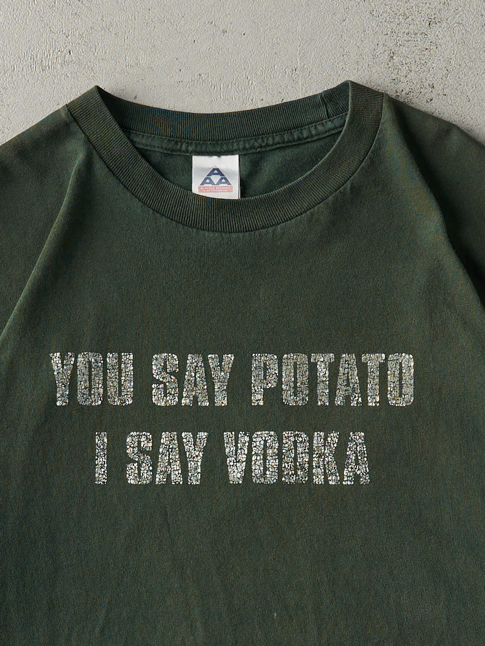 Vintage Y2K Forest Green "I Say Vodka" Tee (L)