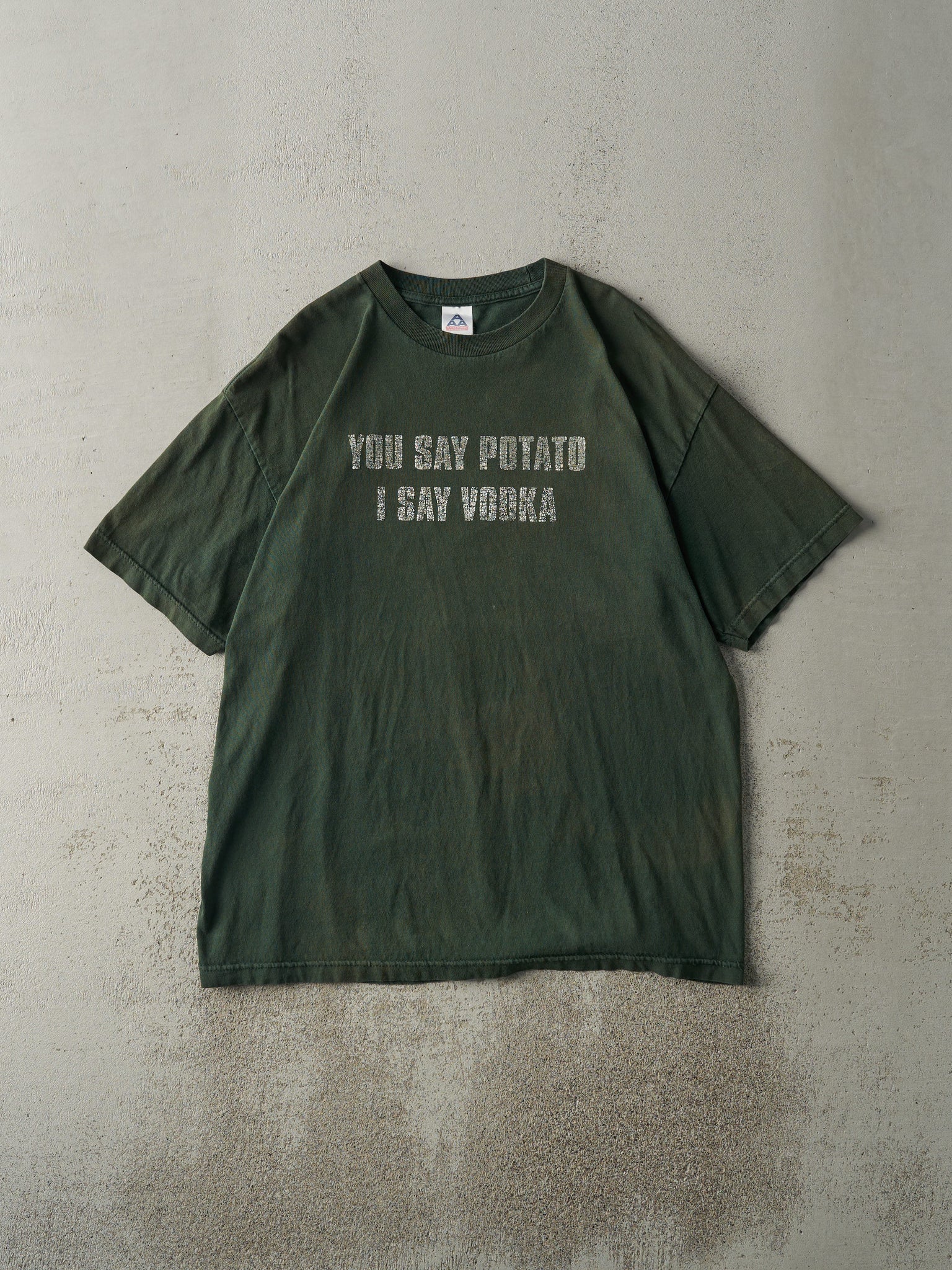 Vintage Y2K Forest Green "I Say Vodka" Tee (L)