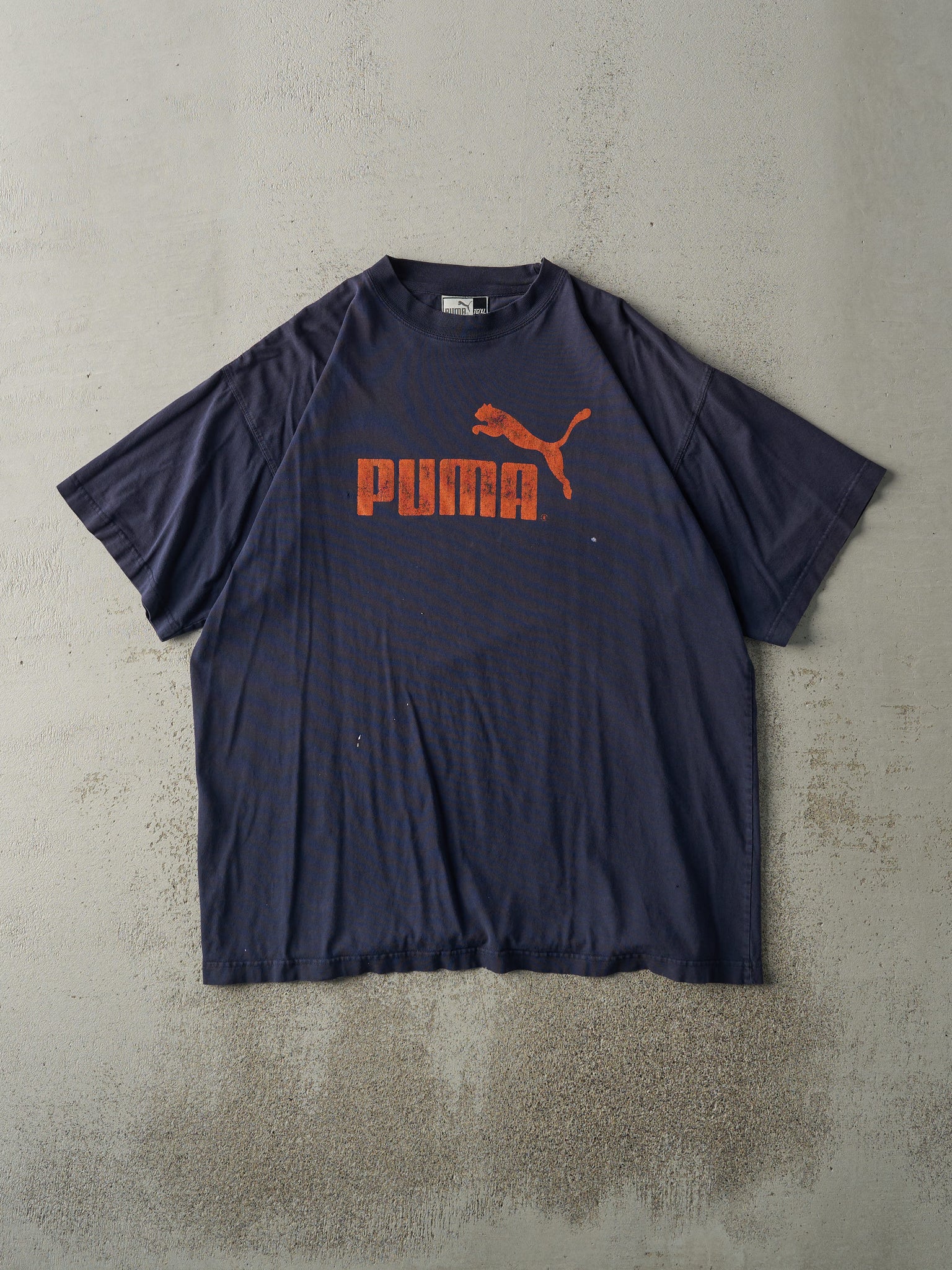 Vintage 90s Navy & Orange Puma Logo Tee (L)