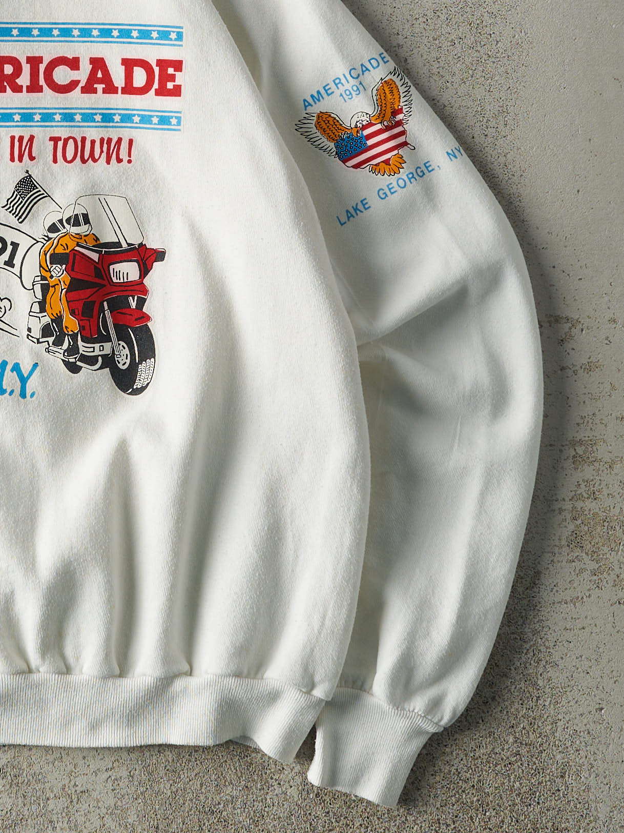 Vintage 91' Lake George Americade Biker Crewneck (S)