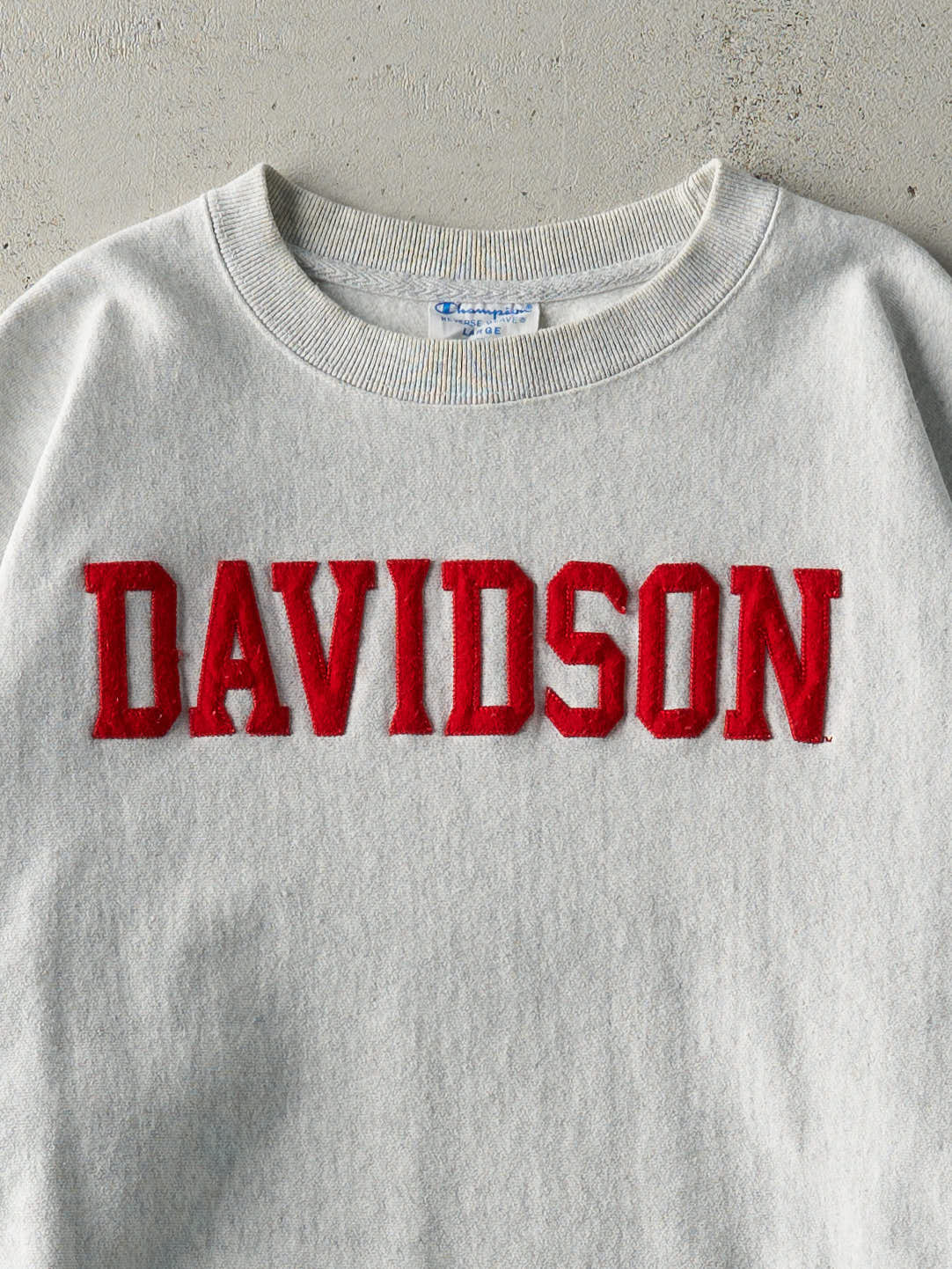 Vintage 90s Heather Grey Davidson Champion Reverse Weave Crewneck (L)