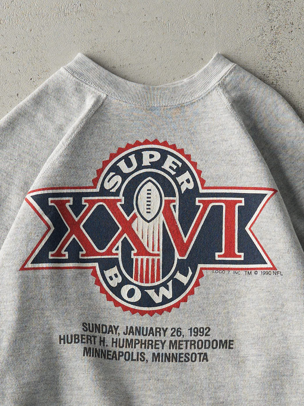 Vintage 92' Heather Grey Super Bowl XXVI Crewneck (M)